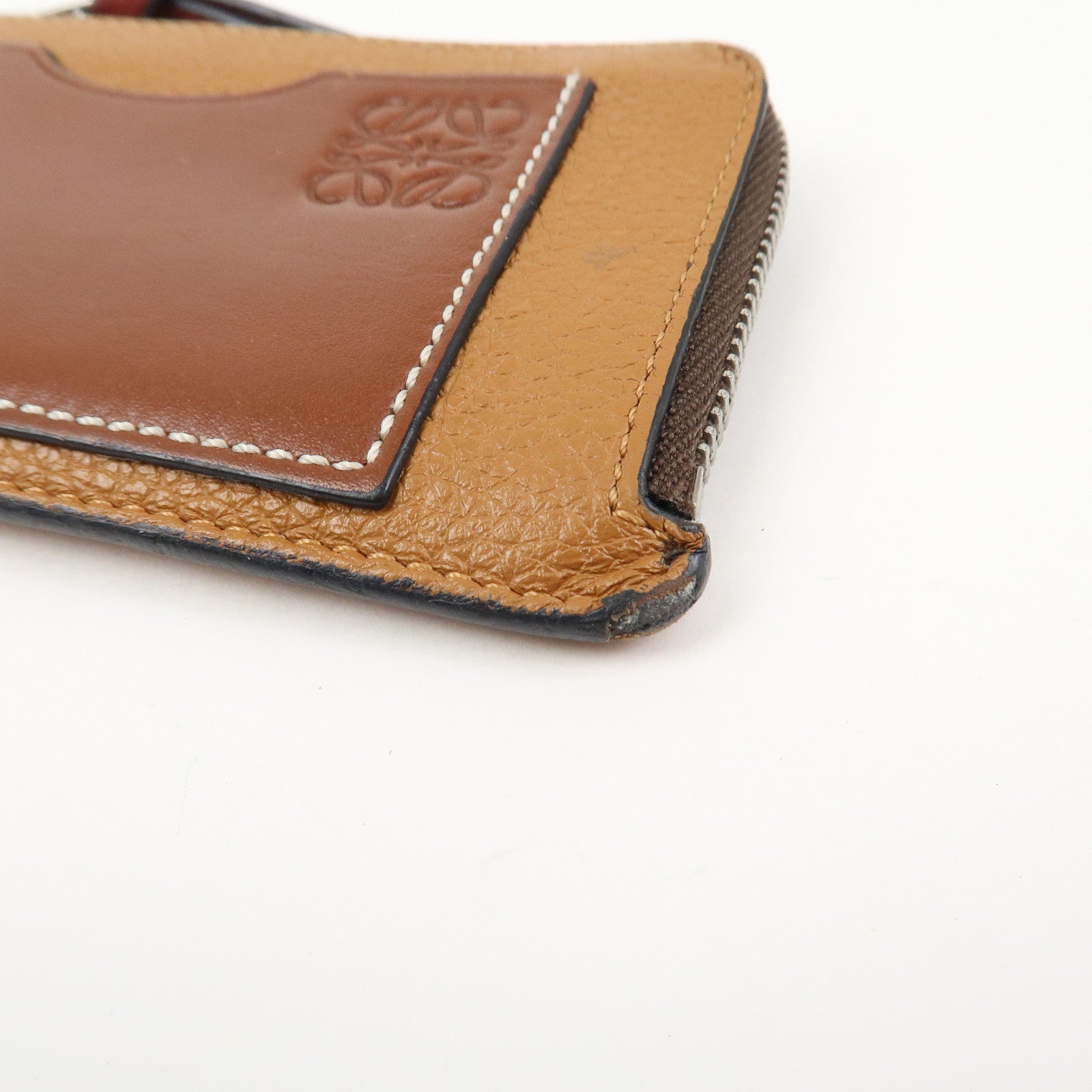 LOEWE Anagram Leather Fragment Card Case Brown