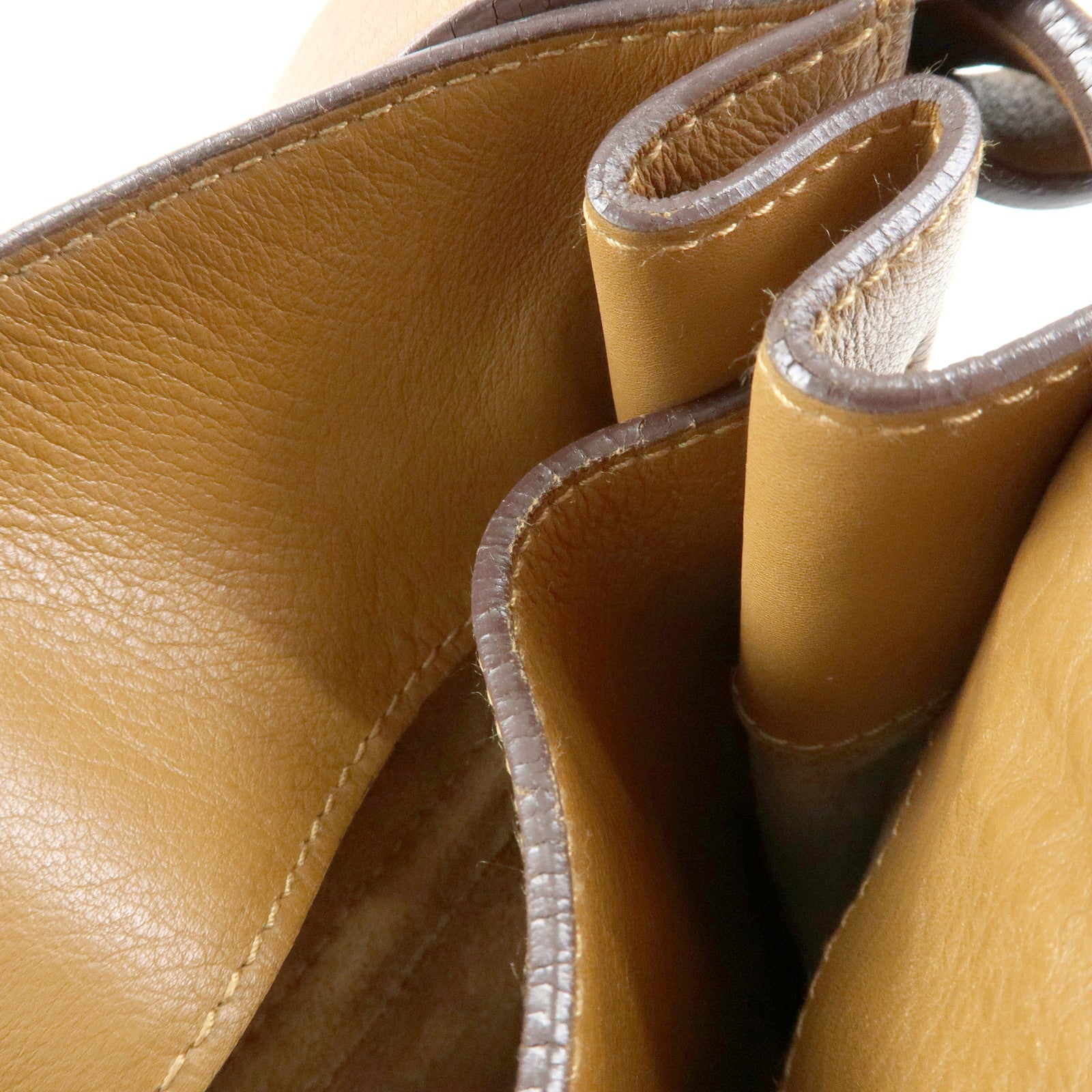 LOEWE Logo Leather Flap Shoulder Bag Pouch Brown