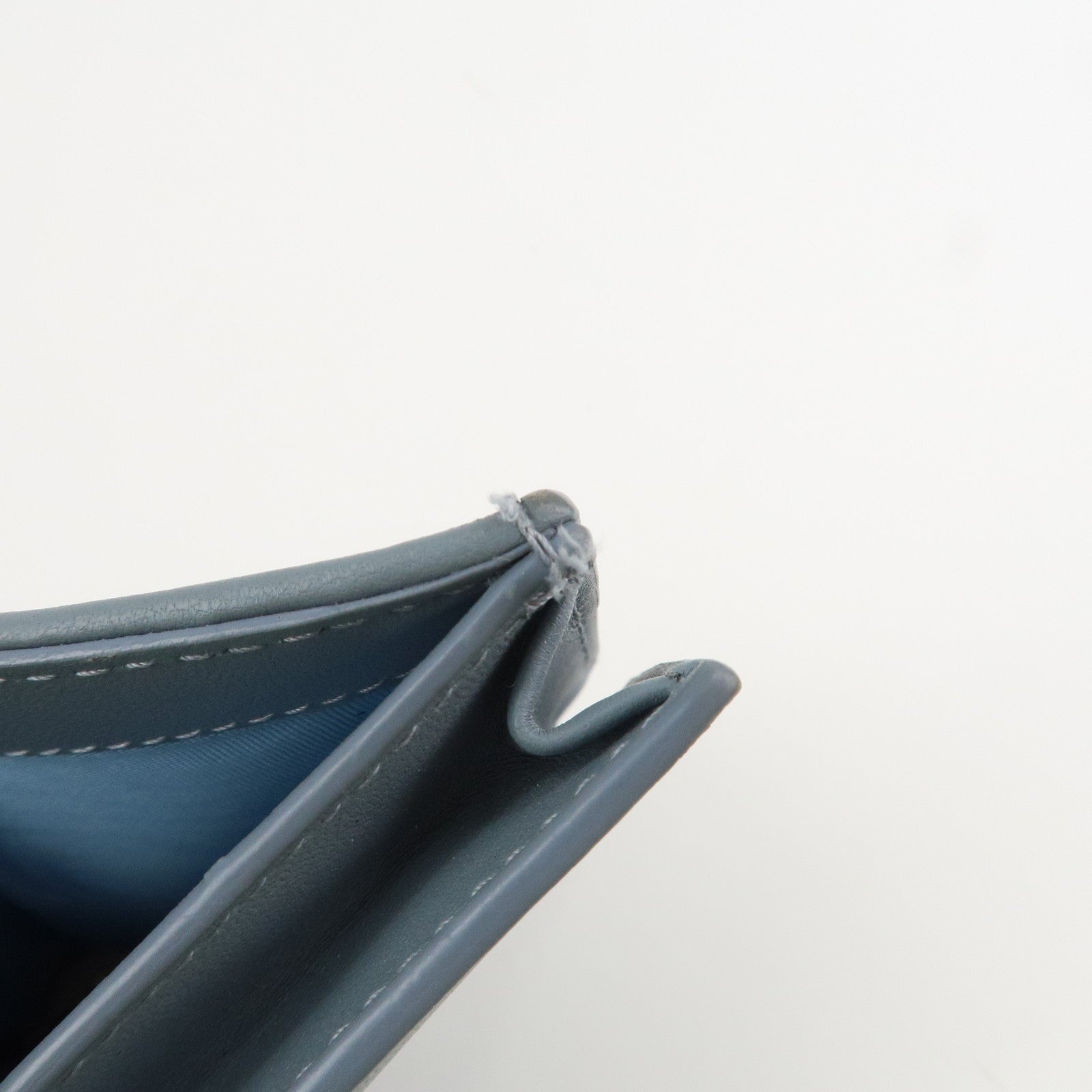 Christian Dior Cannage Leather Gardenia Wallet Gold Charm Blue Used