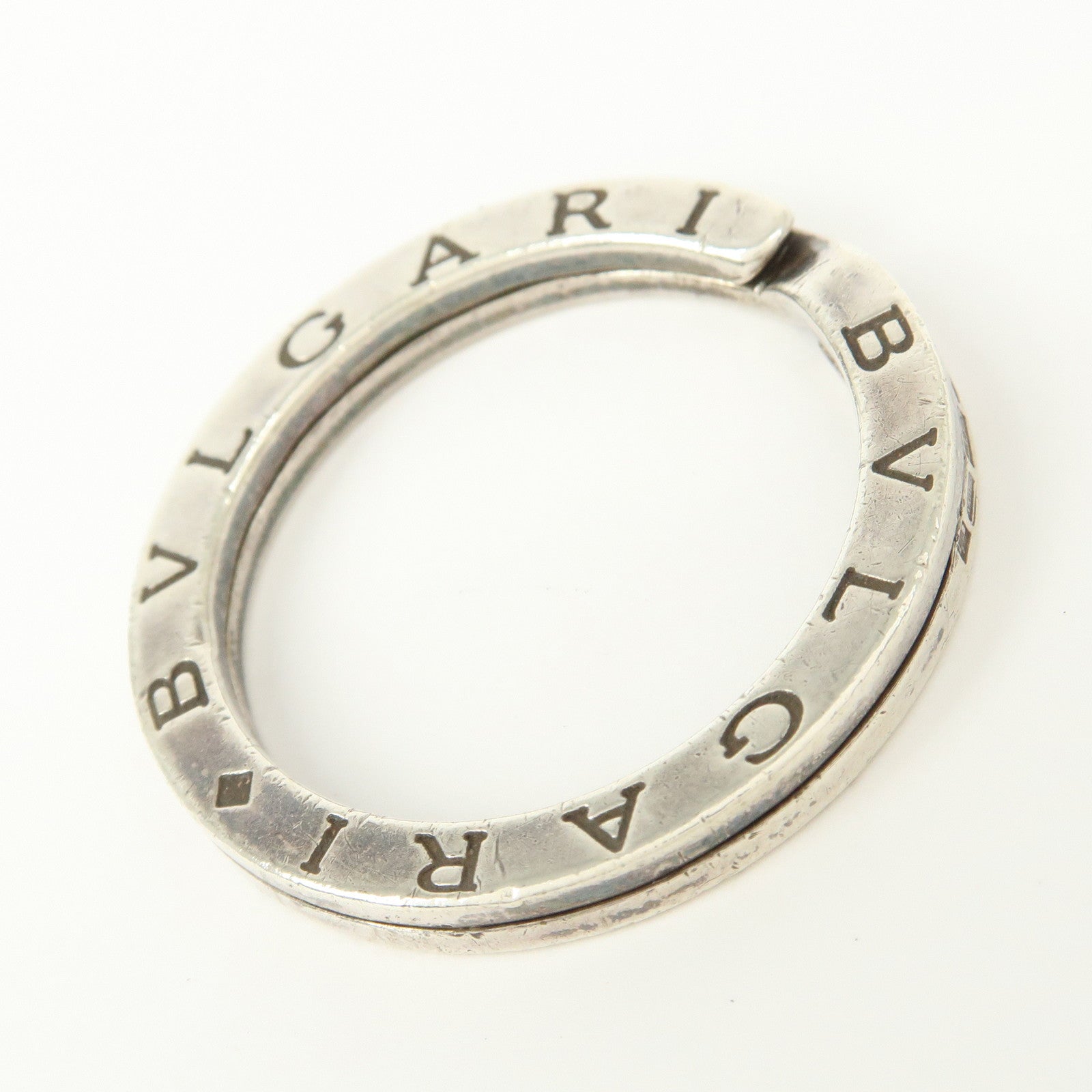 BVLGARI Double Logo Bag Charm Key Ring SV925 Silver