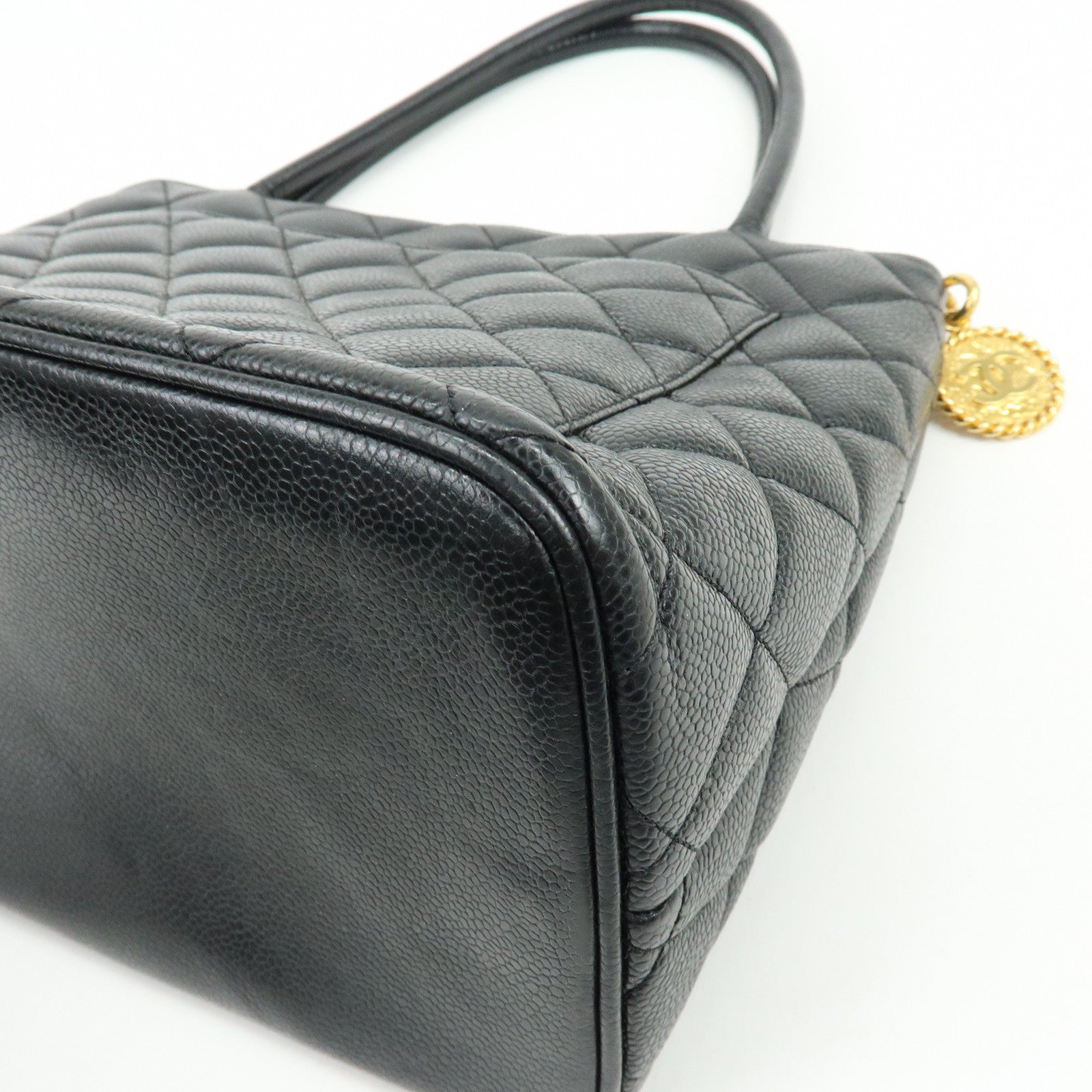 CHANEL Matelasse COCO Mark Medallion Caviarskin Tote Bag A01804