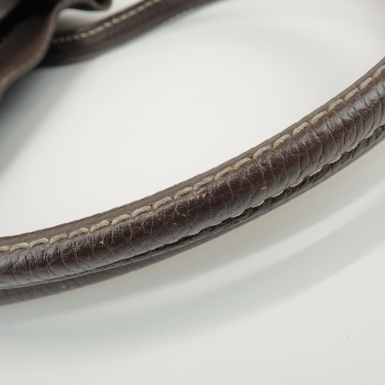 TOD'S Leather Shoulder Bag Hand Bag Dark Brown