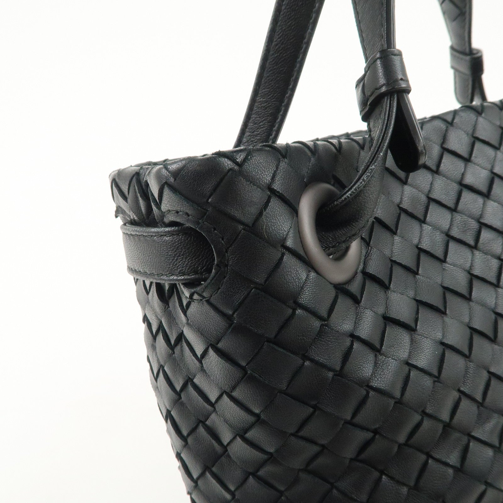 BOTTEGA VENETA Intrecciato Leather Garda Bag Hand Bag Black 405071