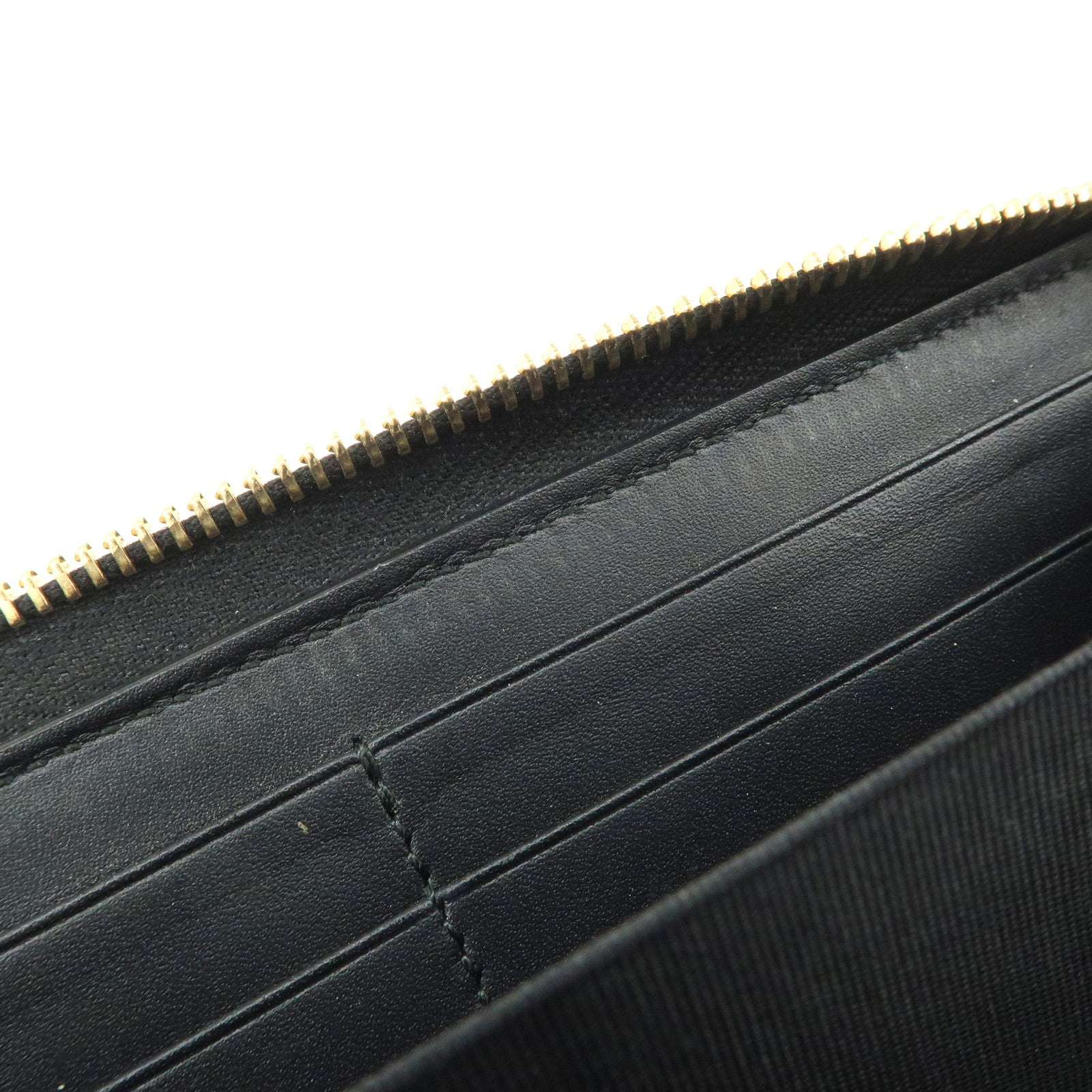 GUCCI GG Supreme Leather Round Zippy Wallet Black Beige 410102 Used