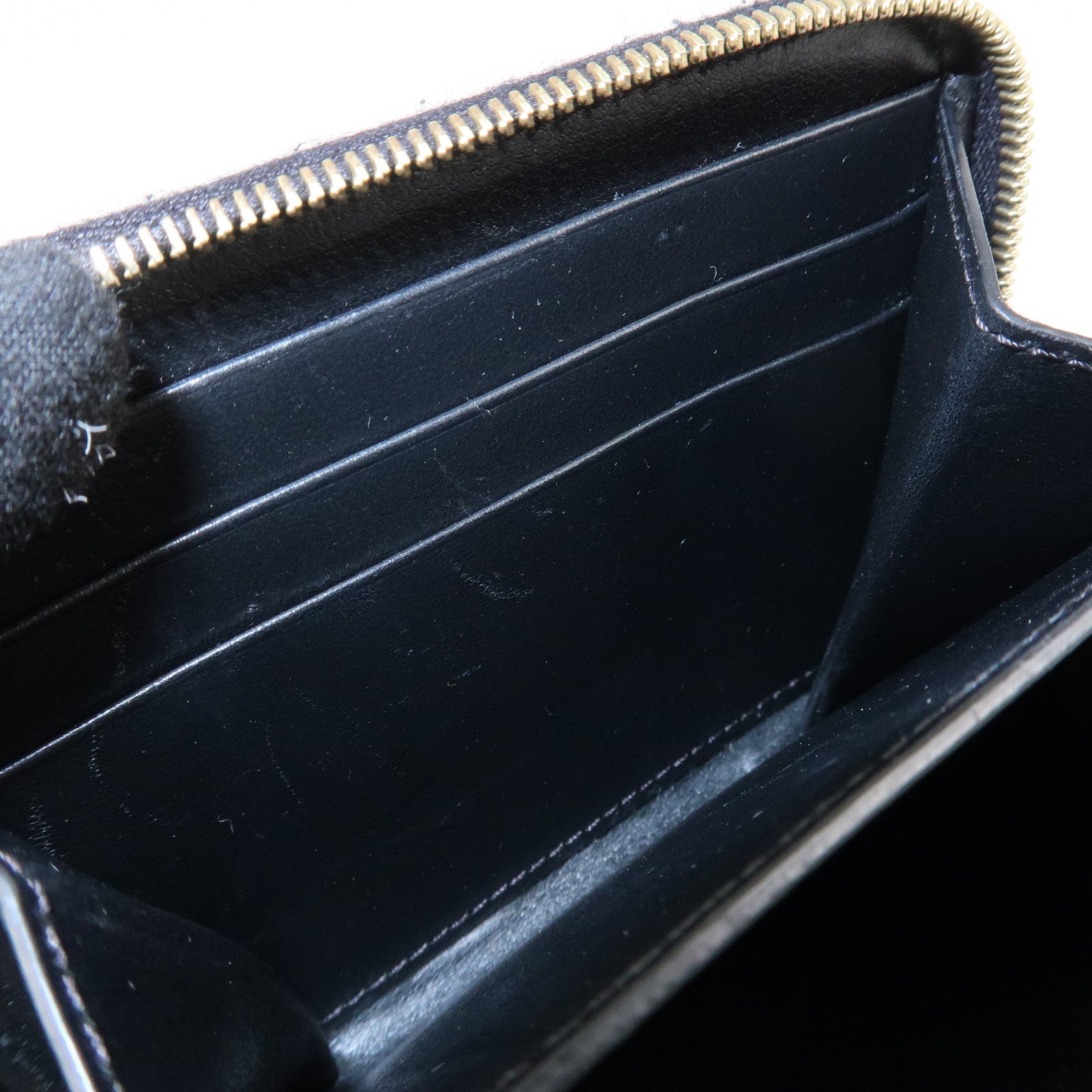 CELINE Leather Round Zippy Compact Wallet Brown Used