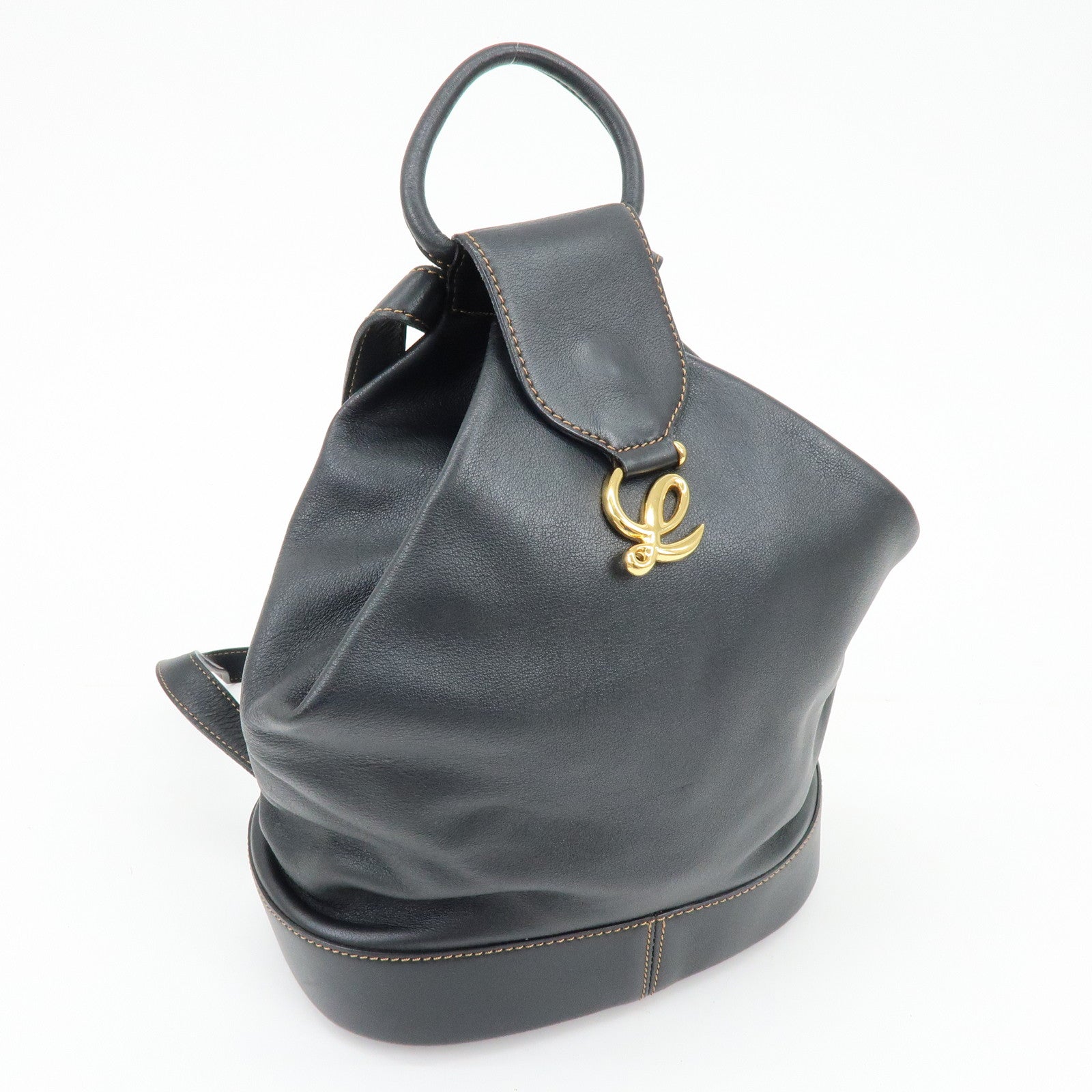 LOEWE Anton Leather Backpack Rucksuck Black