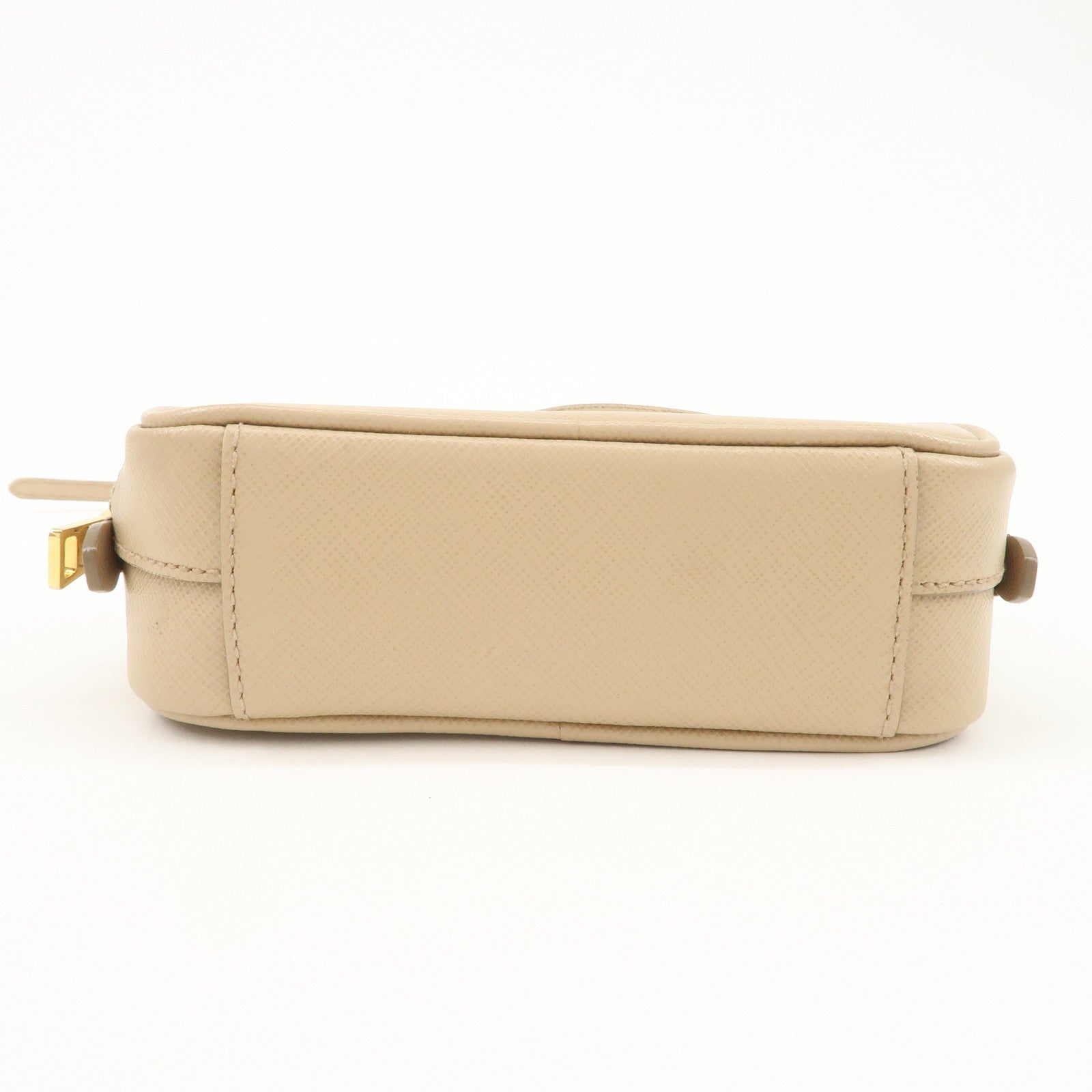 PRADA Logo Saffiano Leather Shoulder Bag Crossbody Bag Beige 1NF674 Used