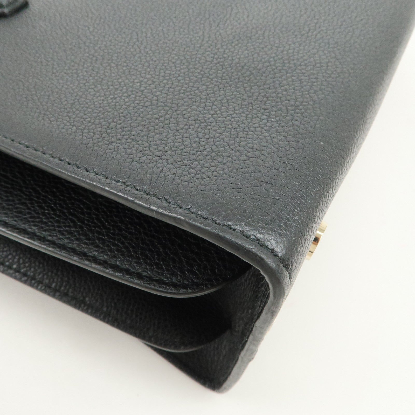 BVLGARI Alba Leather 2Way Hand Bag Shoulder Bag Charm Black