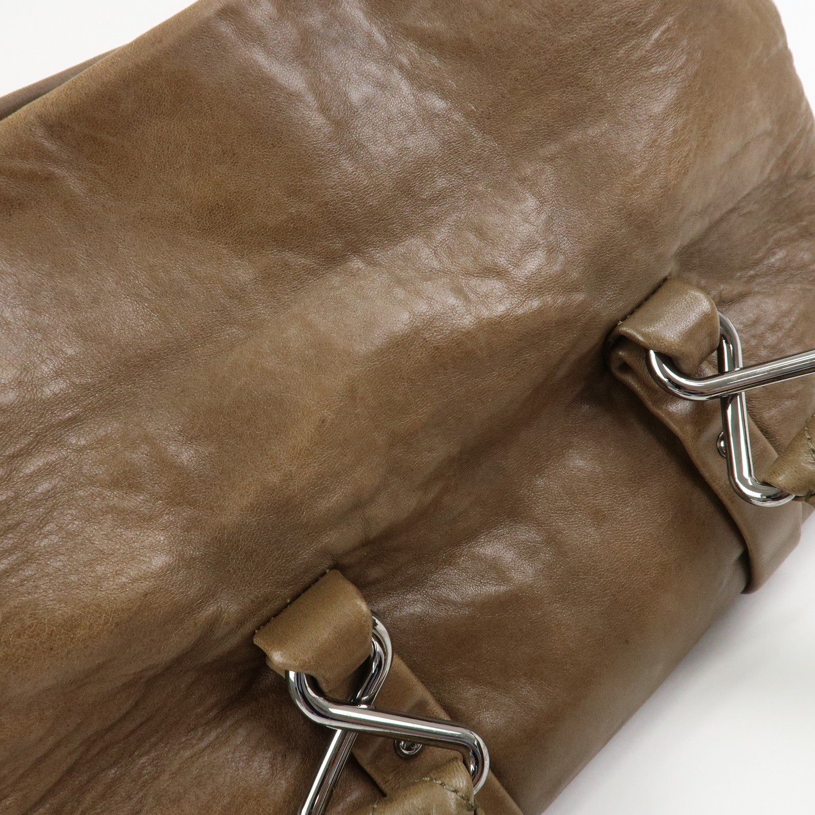 CHANEL Matelasse Lamb Skin Tote Bag Hand Bag Khaki