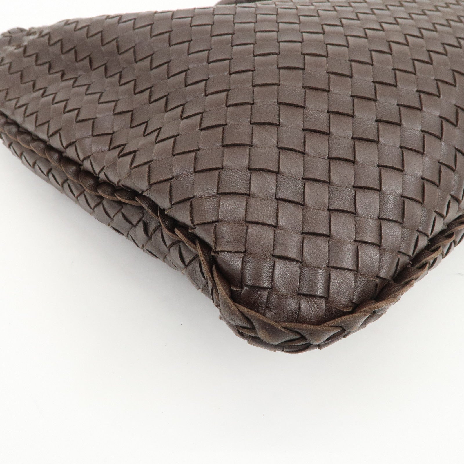 BOTTEGA VENETA Hobo Intrecciato Leather Shoulder Bag Hand Bag Brown