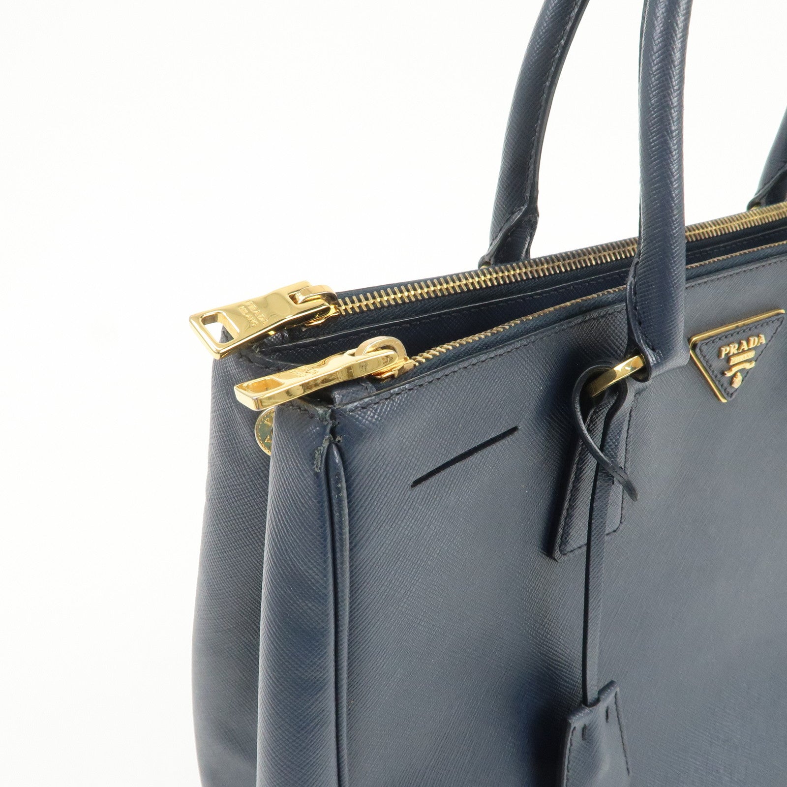 PRADA Galleria Saffiano Leather 2Way Bag Hand Bag Navy BN2274