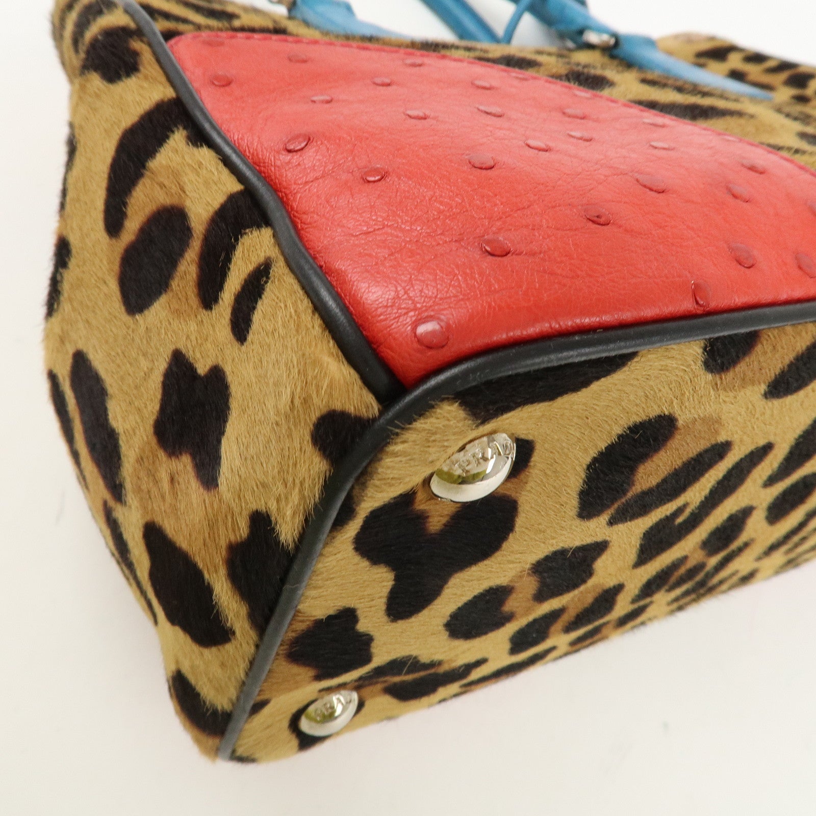 PRADA Galleria Triangle Logo Unborn Calf Leather 2Way Bag 1BA863 Used