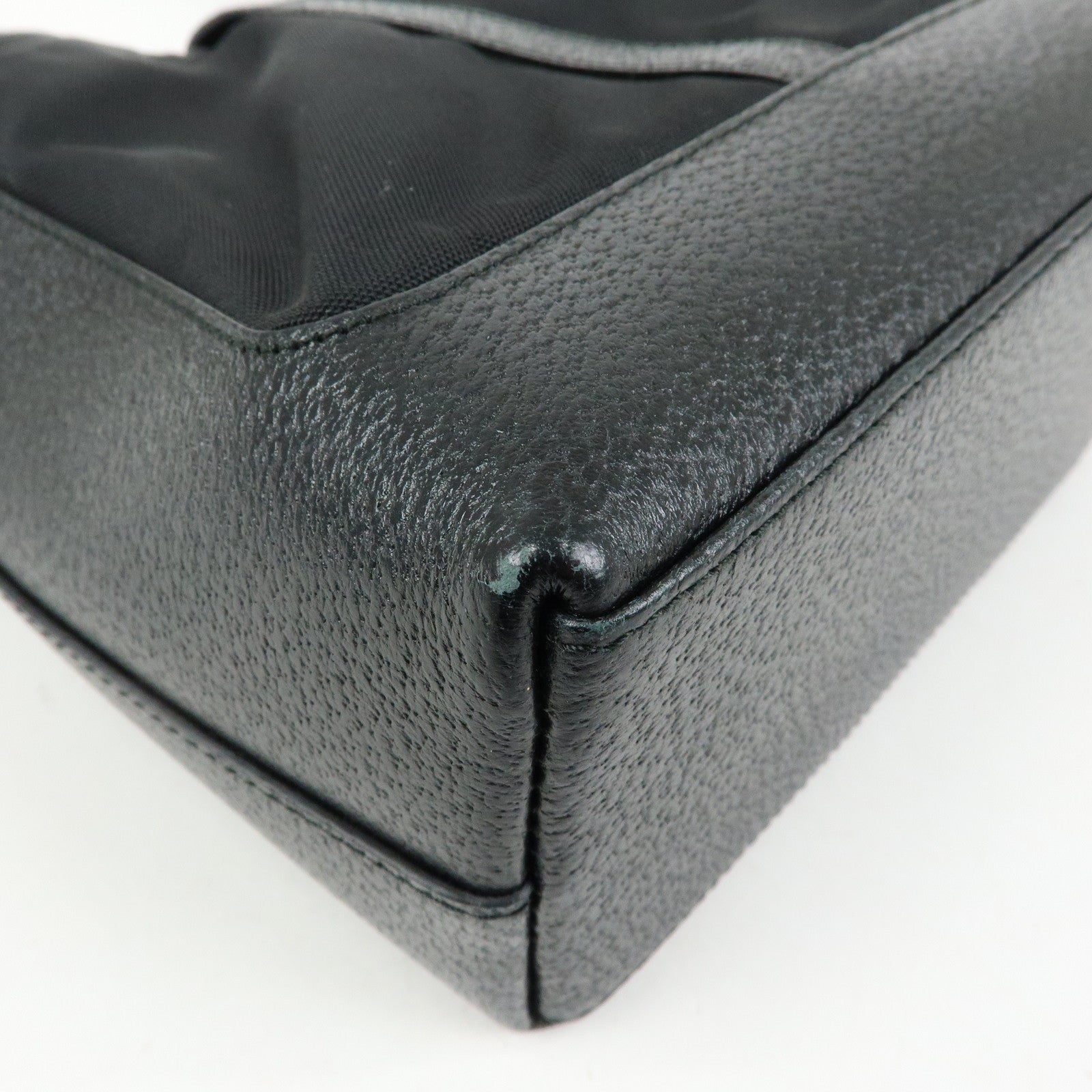 GUCCI Jackie Nylon Leather Shoulder Bag Hand Bag Black 001・3876