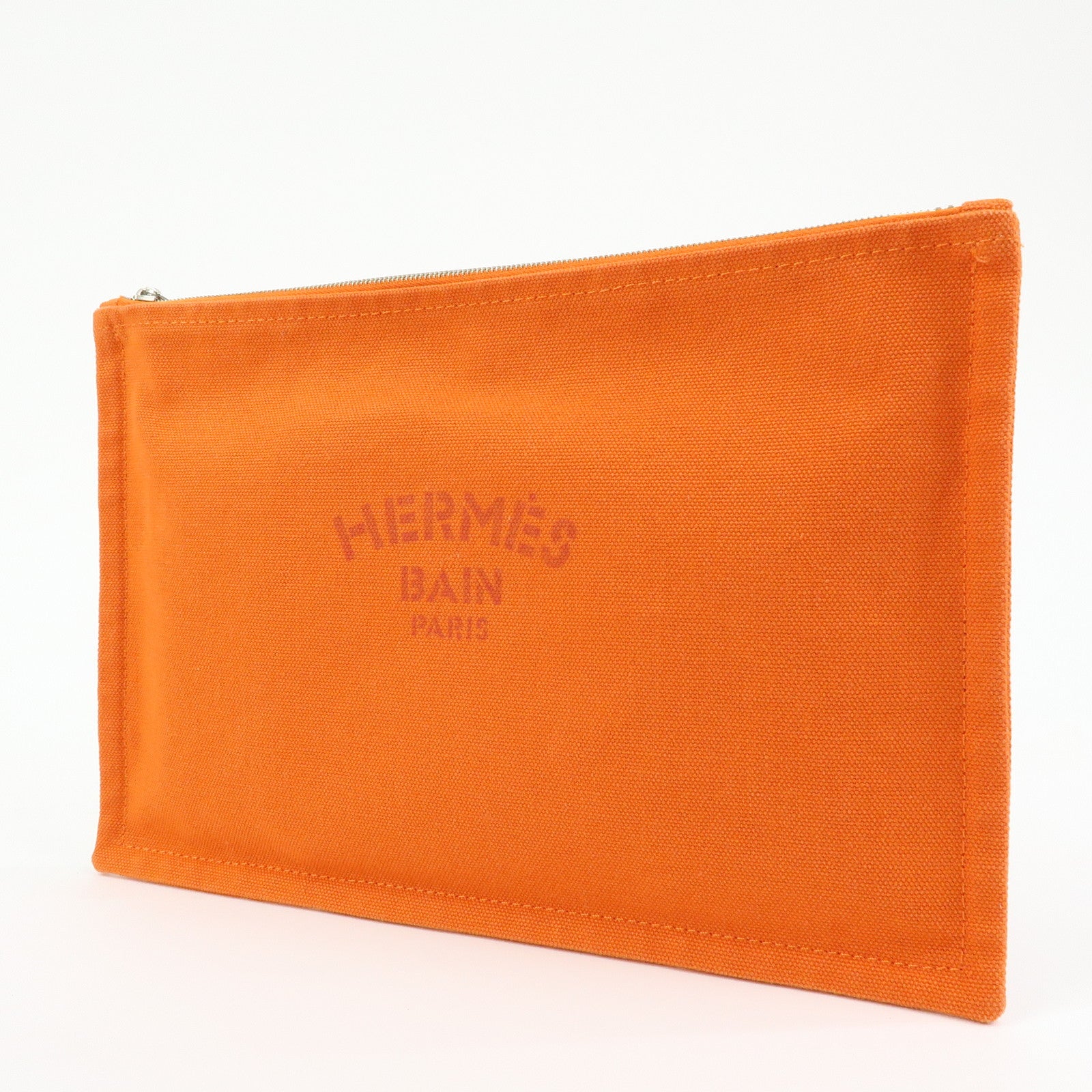 HERMES Yachting GM Canvas Flat Pouch Cosmetic Pouch Orange