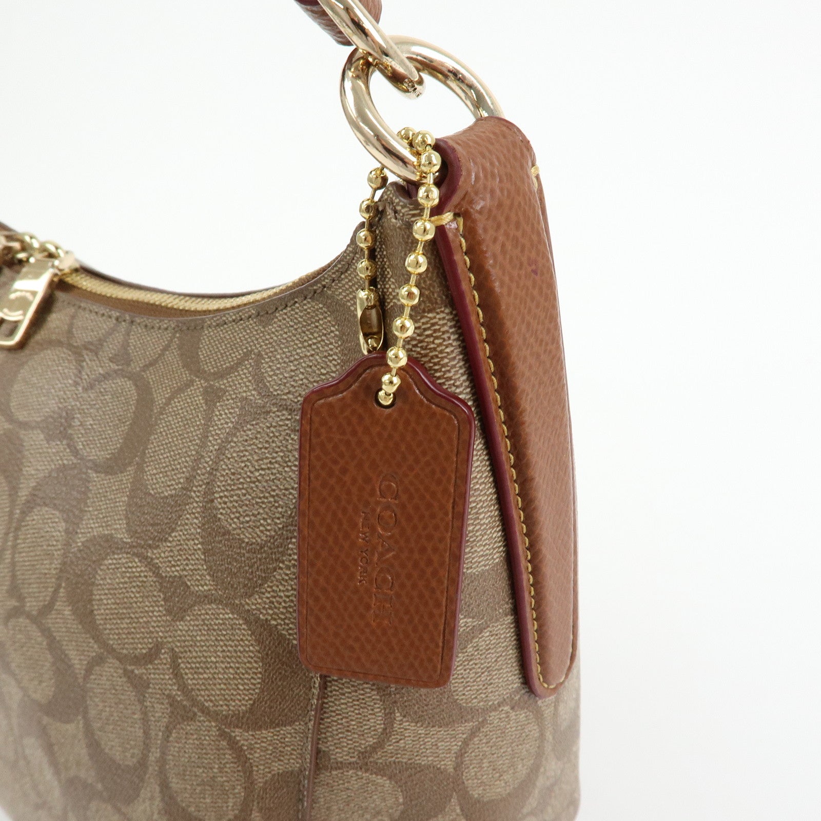 COACH Signature PVC Leather 2Way Shoulder Bag Hand Bag Brown