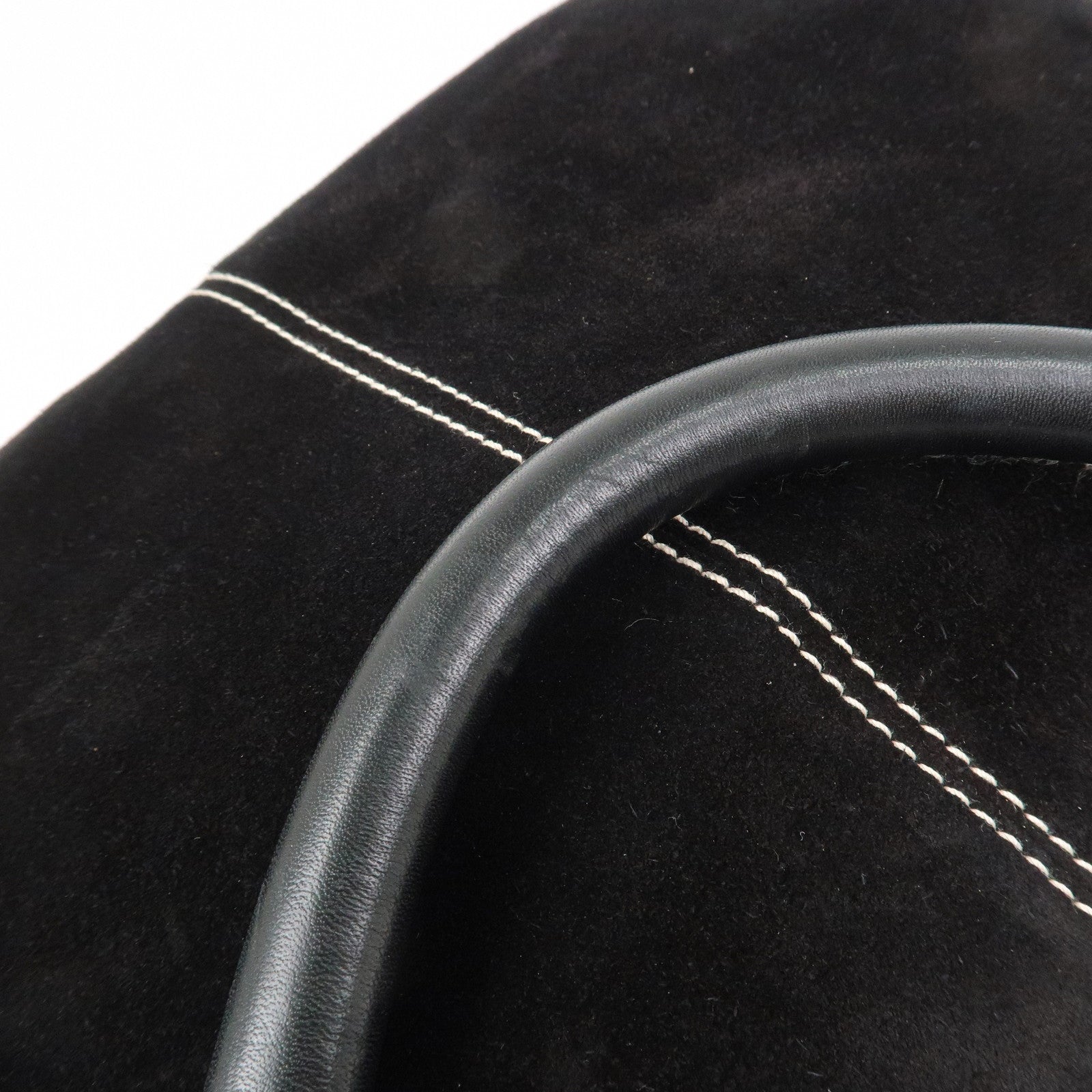 Ferragamo Suede Shoulder Bag Hand Bag Black White