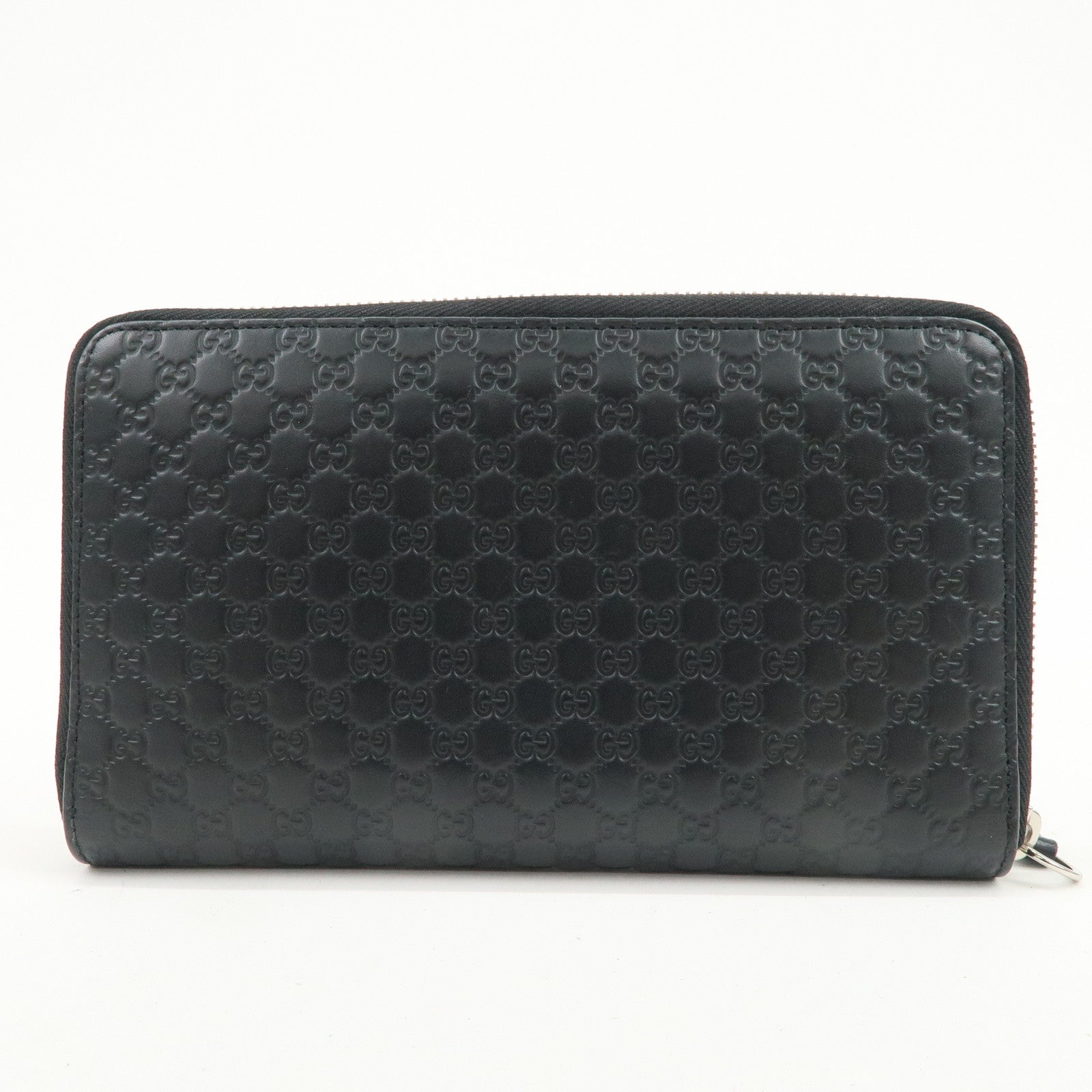 GUCCI Logo Micro Guccissima Zippy Leather Long Wallet Black 391465