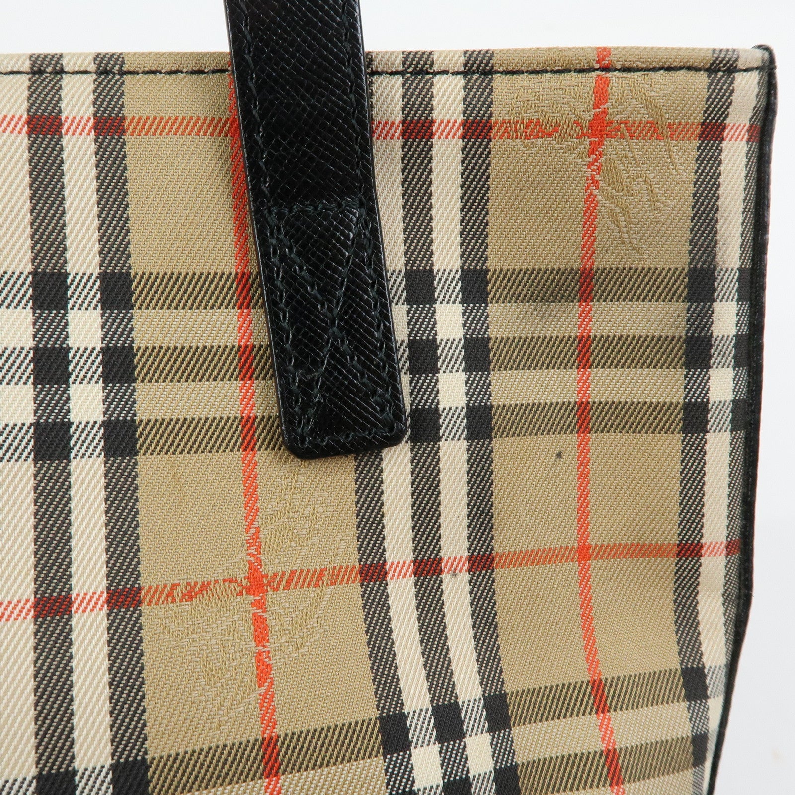 BURBERRY Nova Plaid Canvas Leather Hand Bag Tote Bag Beige Black