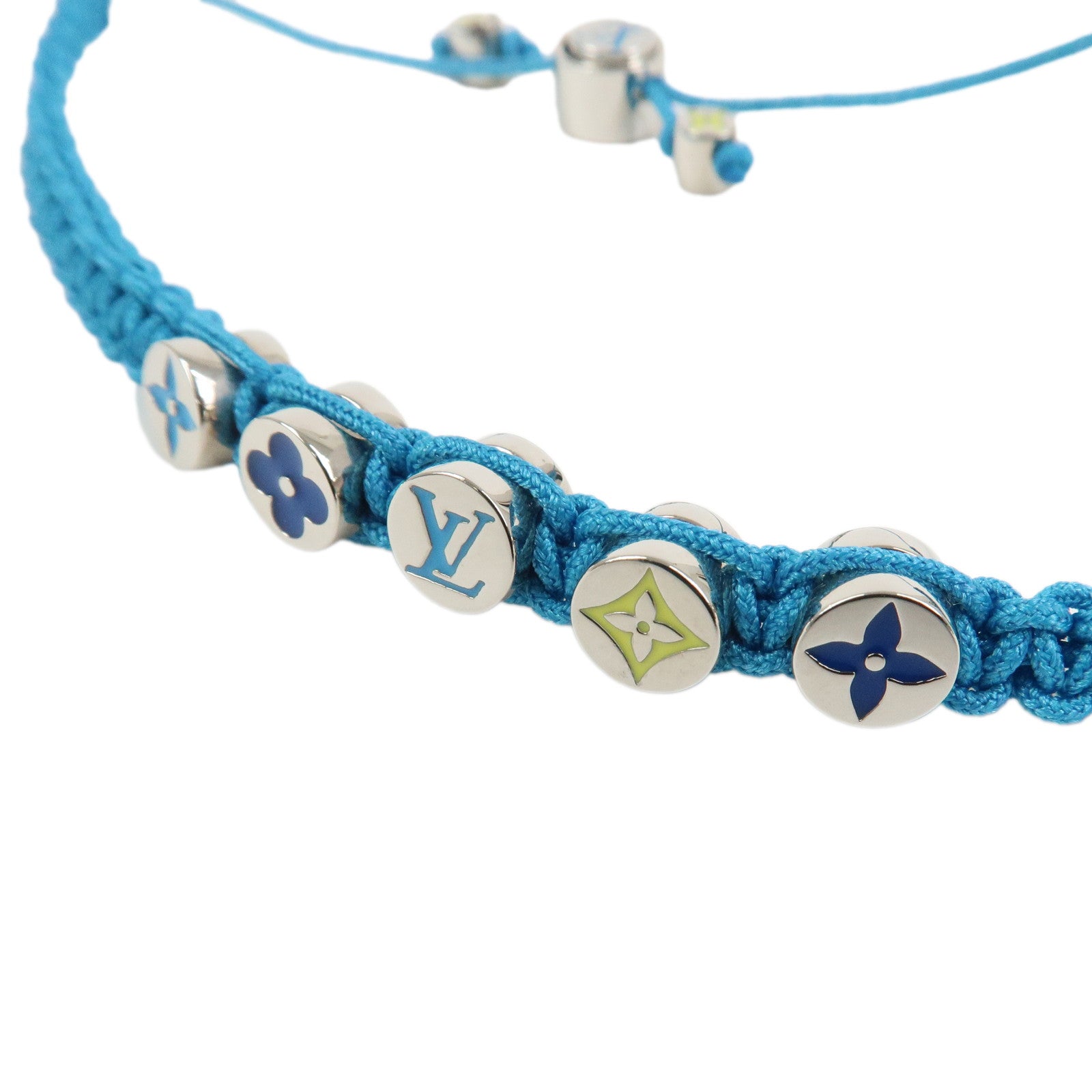 Louis Vuitton Nylon Metal Colors Bracelet Blue M1088A