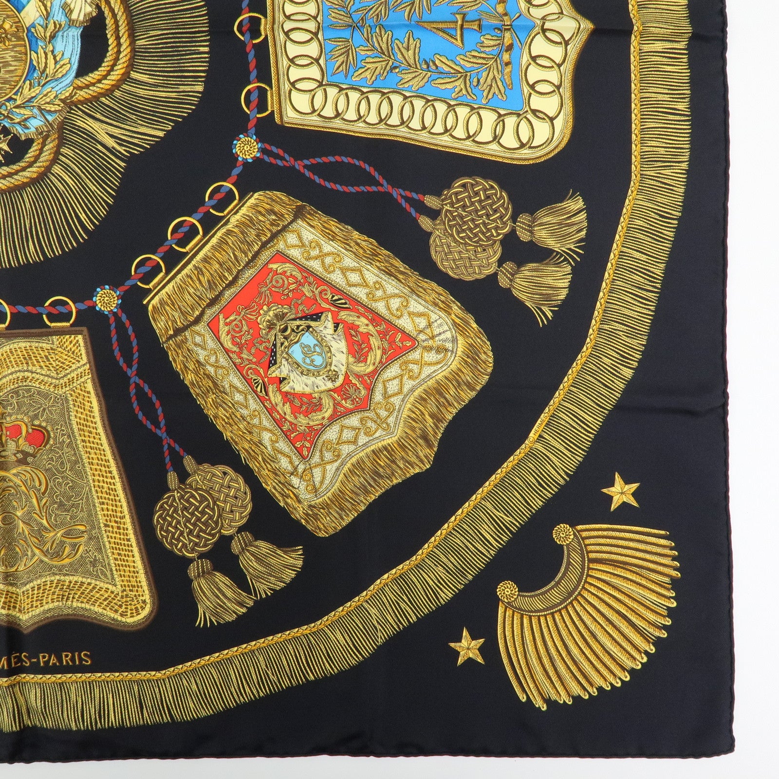 HERMES Carre 90 Silk 100% Scarf Poste et Cavalerie Navy