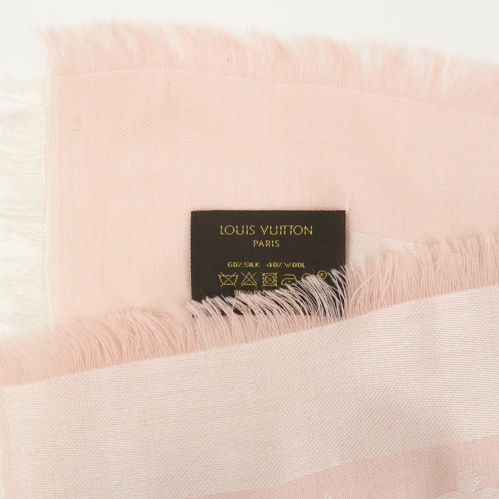 Louis Vuitton Monogram Silk Wook Shawl Scarf Rose Pink M72046