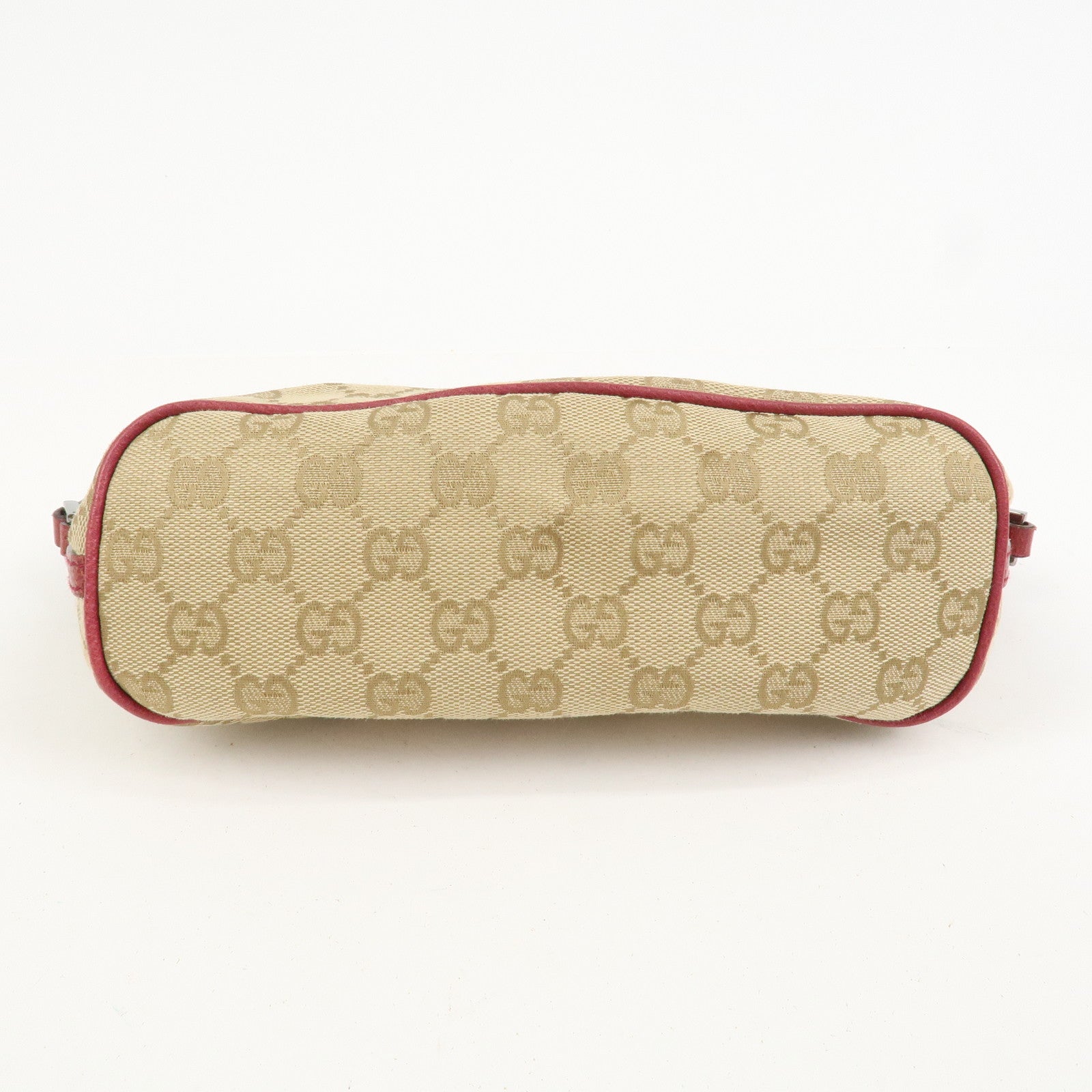 GUCCI Boat Bag GG Canvas Leather Shoulder Bag Beige Pink 07198