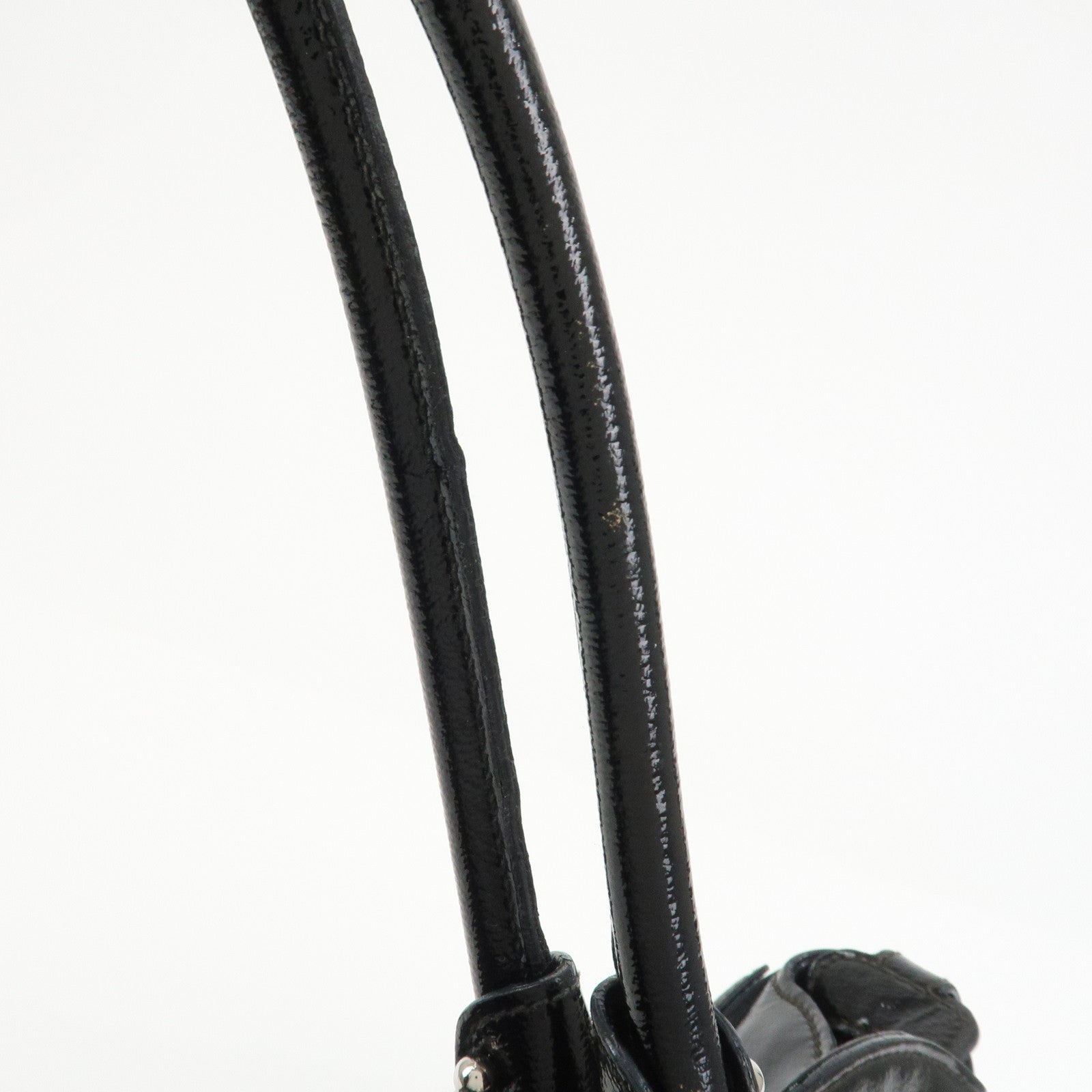 Ferragamo Gancini Patent Leather Hand Bag Shoulder Bag Black