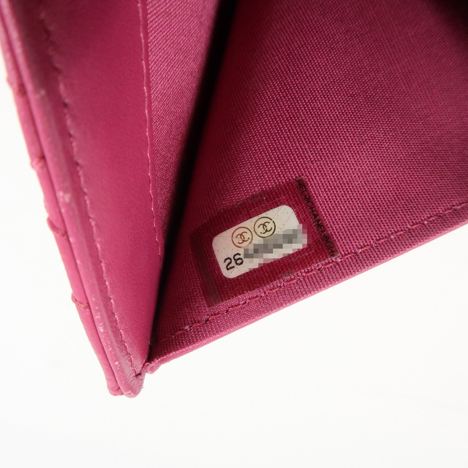 CHANEL Camellia No.5 Lamb Skin Leather Compact Wallet Pink A70615