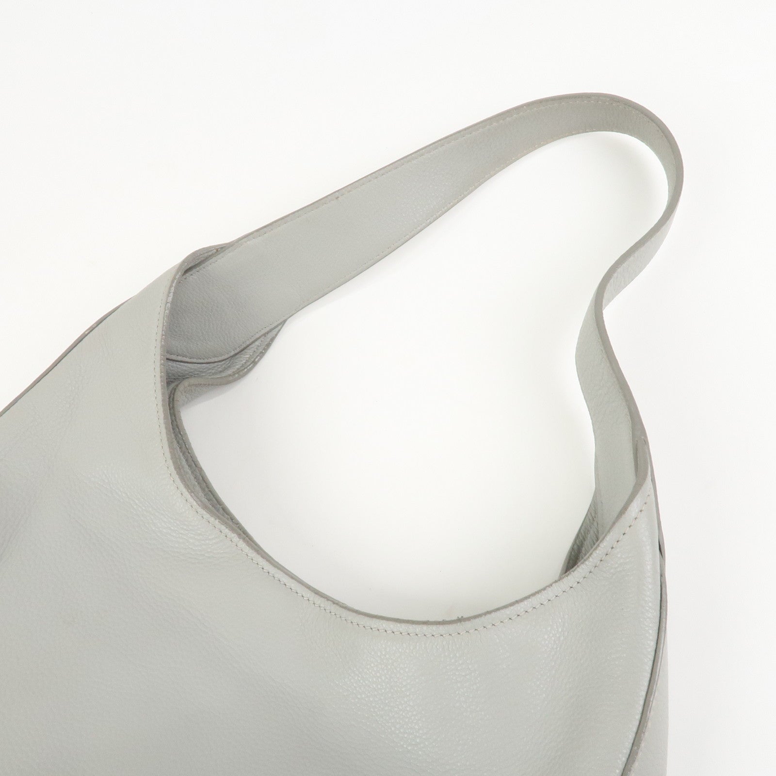 PRADA Logo Leather Shoulder Bag Hand Bag Gray 1BC013