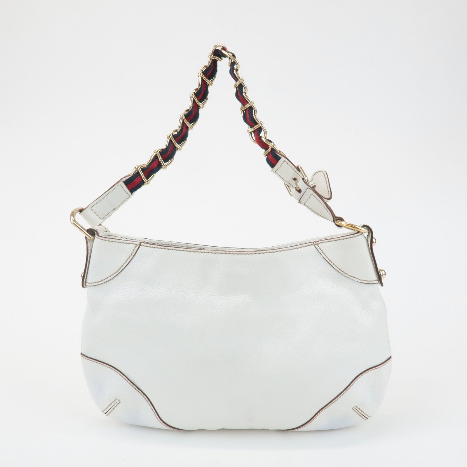 GUCCI Sherry Leather Chain Shoulder Bag Hand Bag White 153011 Used