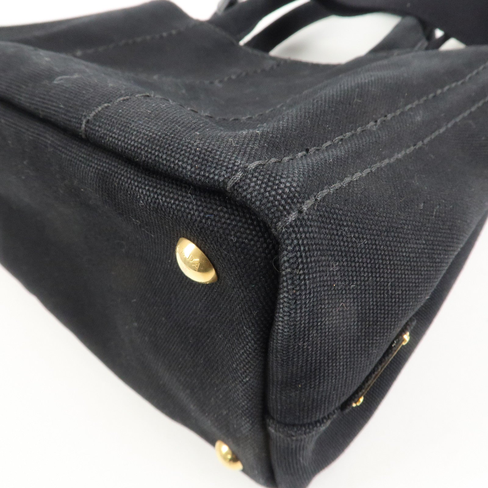 PRADA Canapa Mini Canvas 2Way Hand Bag Tote Bag Black 1BG439 Used