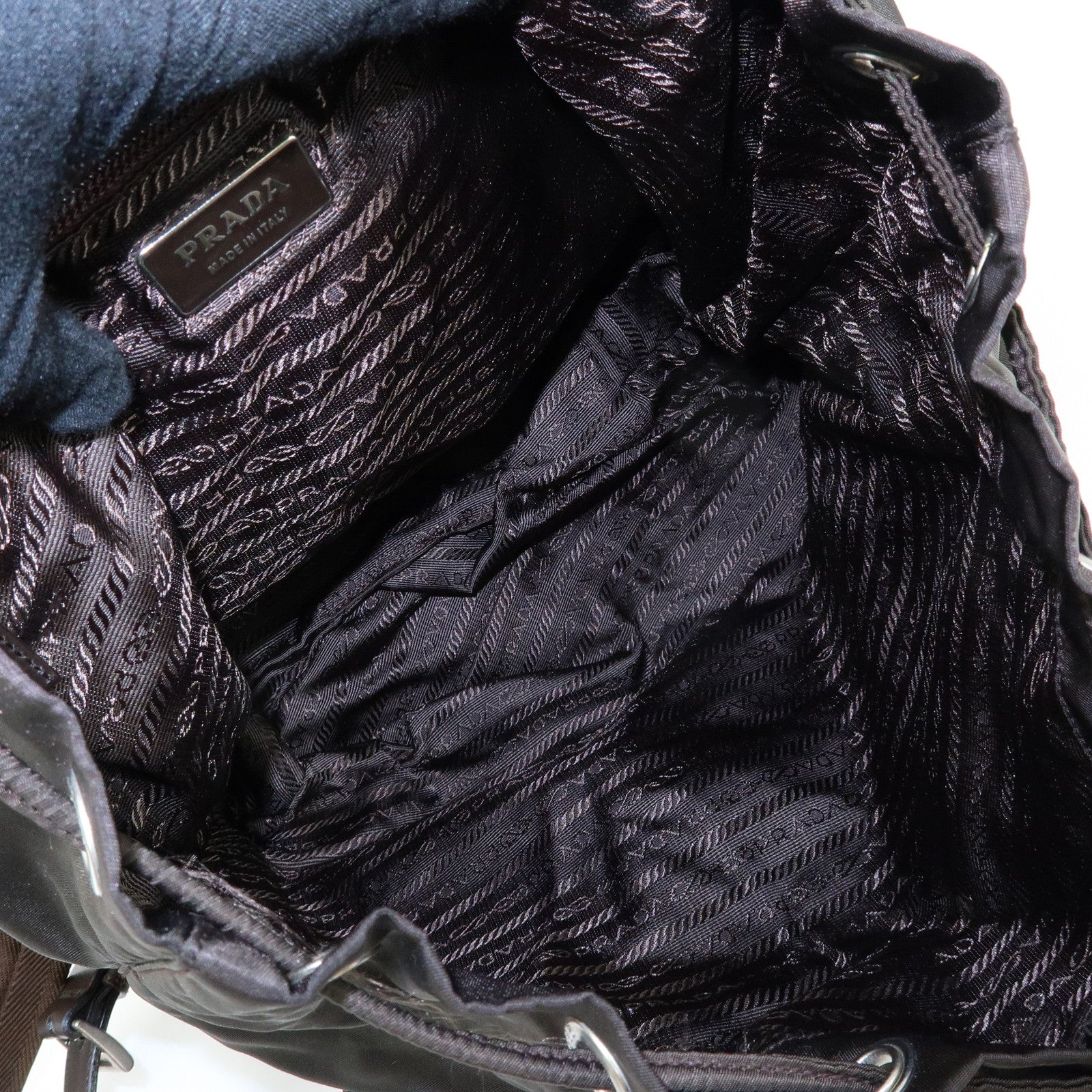 PRADA Triangle Logo Nylon Leather Backpack Rucksack Brown B2811