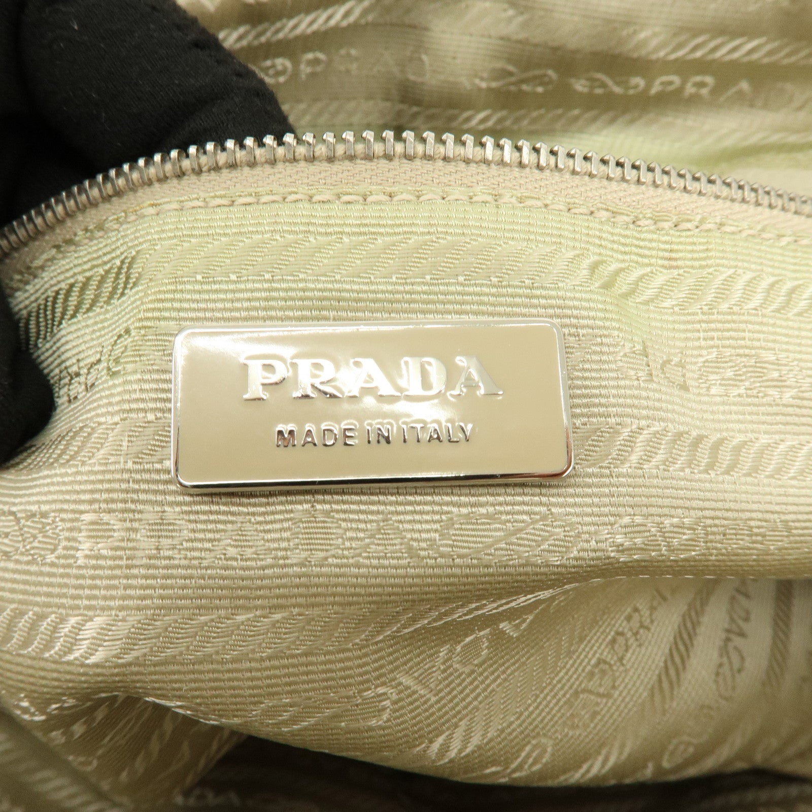 PRADA Triangle Logo Canvas Leather Bowling Bag Natural Purple