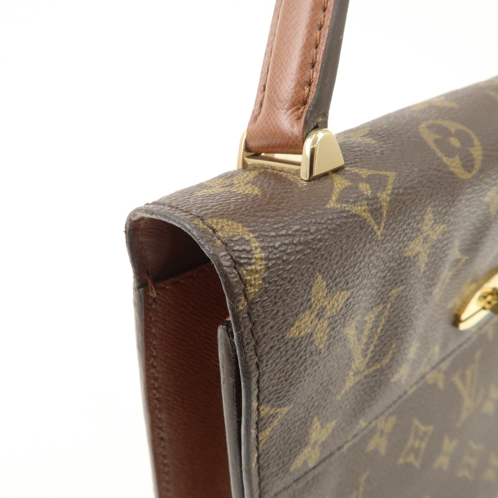 Louis Vuitton Monogram Malesherbes Hand Bag Brown M51379 Used