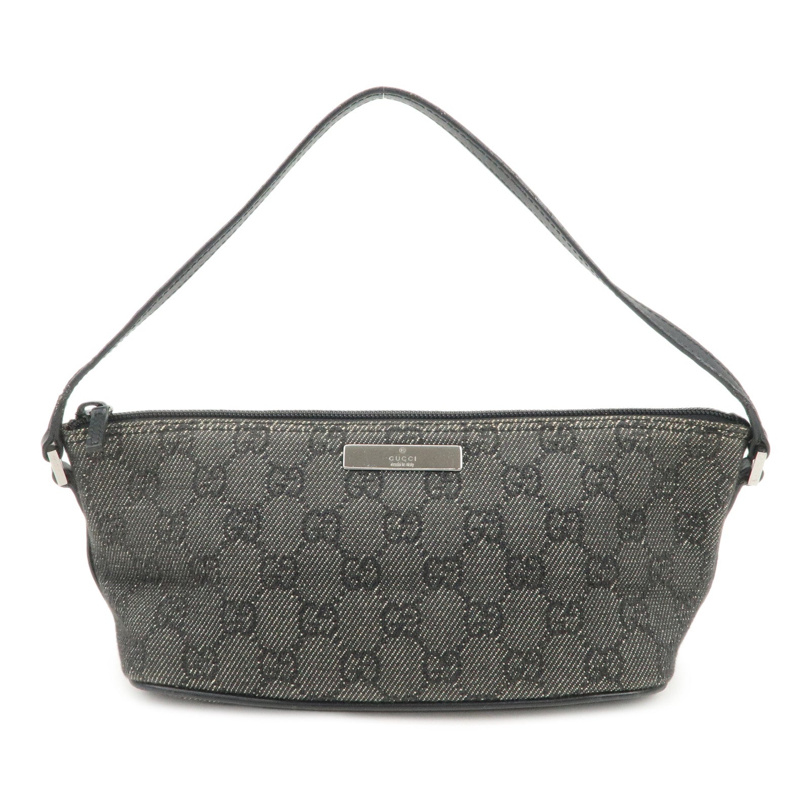 GUCCI Boat Bag GG Canvas Leather Accessory Poach Hand Bag 07198