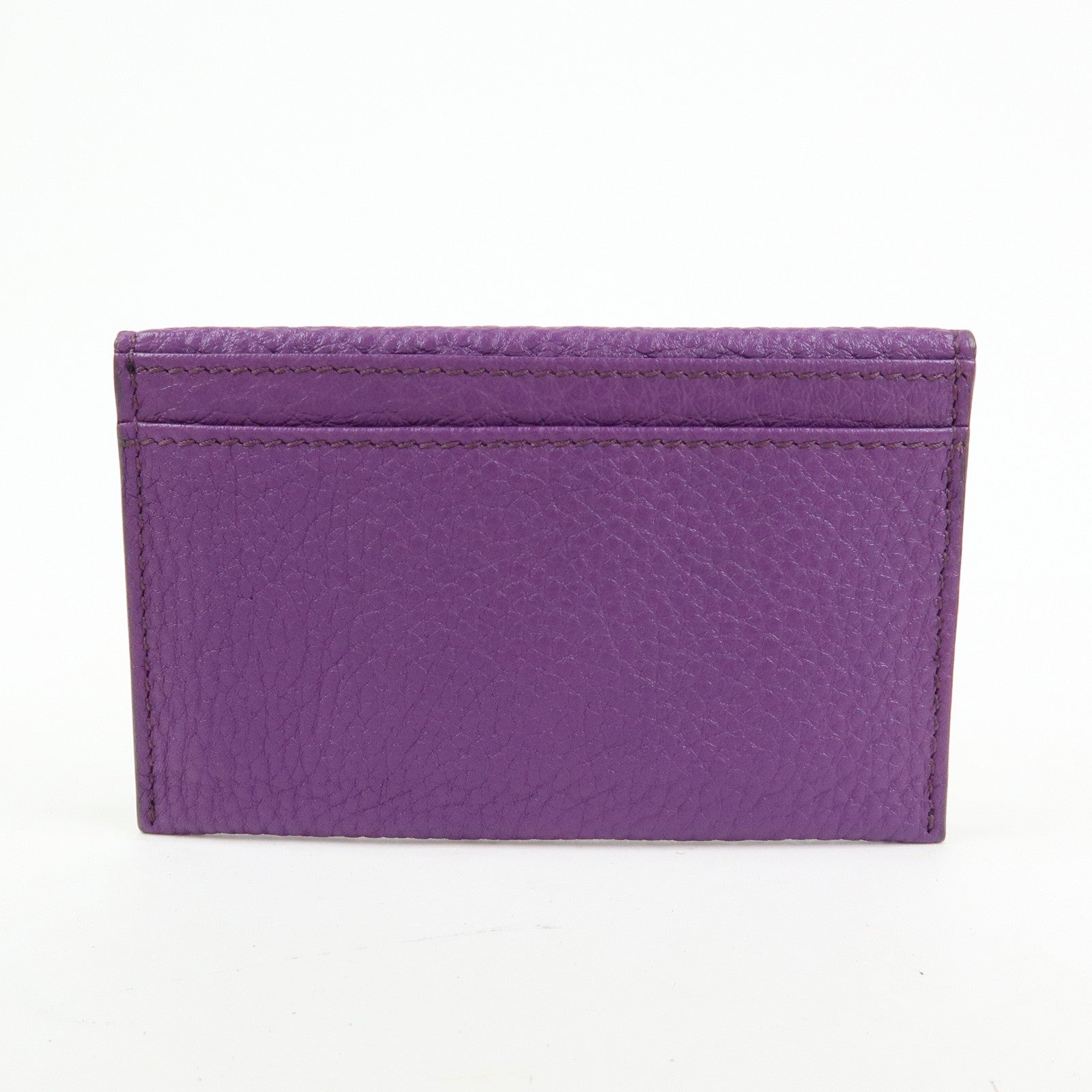 Ferragamo Gancini Leather Flap Button Card Case Purple Silver