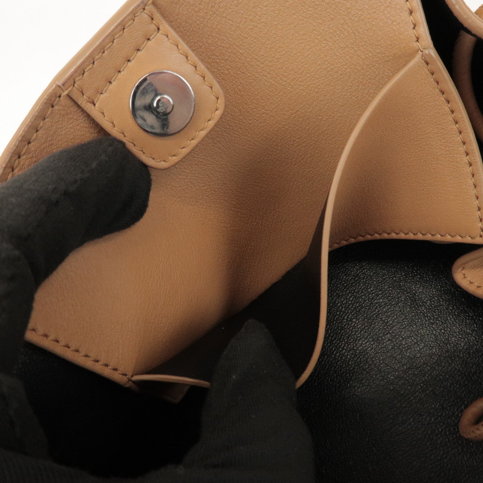 JIL SANDER Drawstring Leather Shoulder Crossbody Bag Light Brown