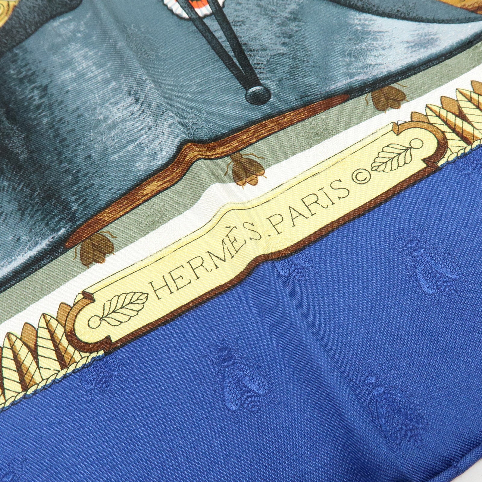 HERMES Carre 90 Silk 100% Scarf NAPOLEON Blue White