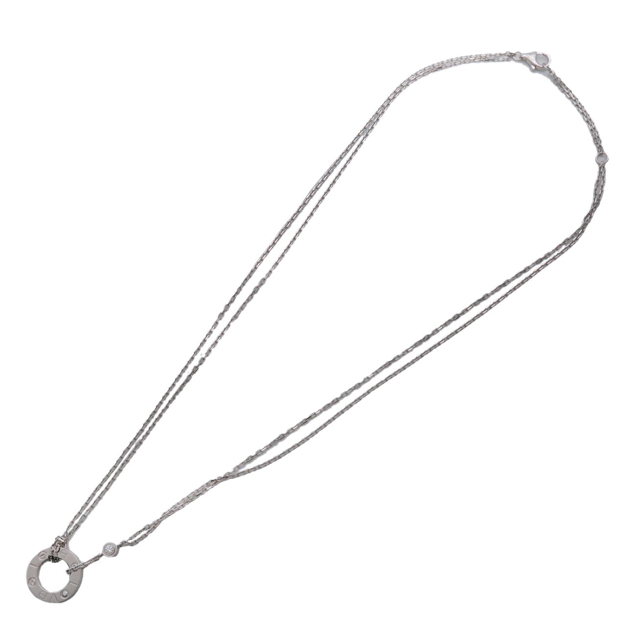 Cartier Love Circle 2P Diamond Necklace K18 750WG White Gold