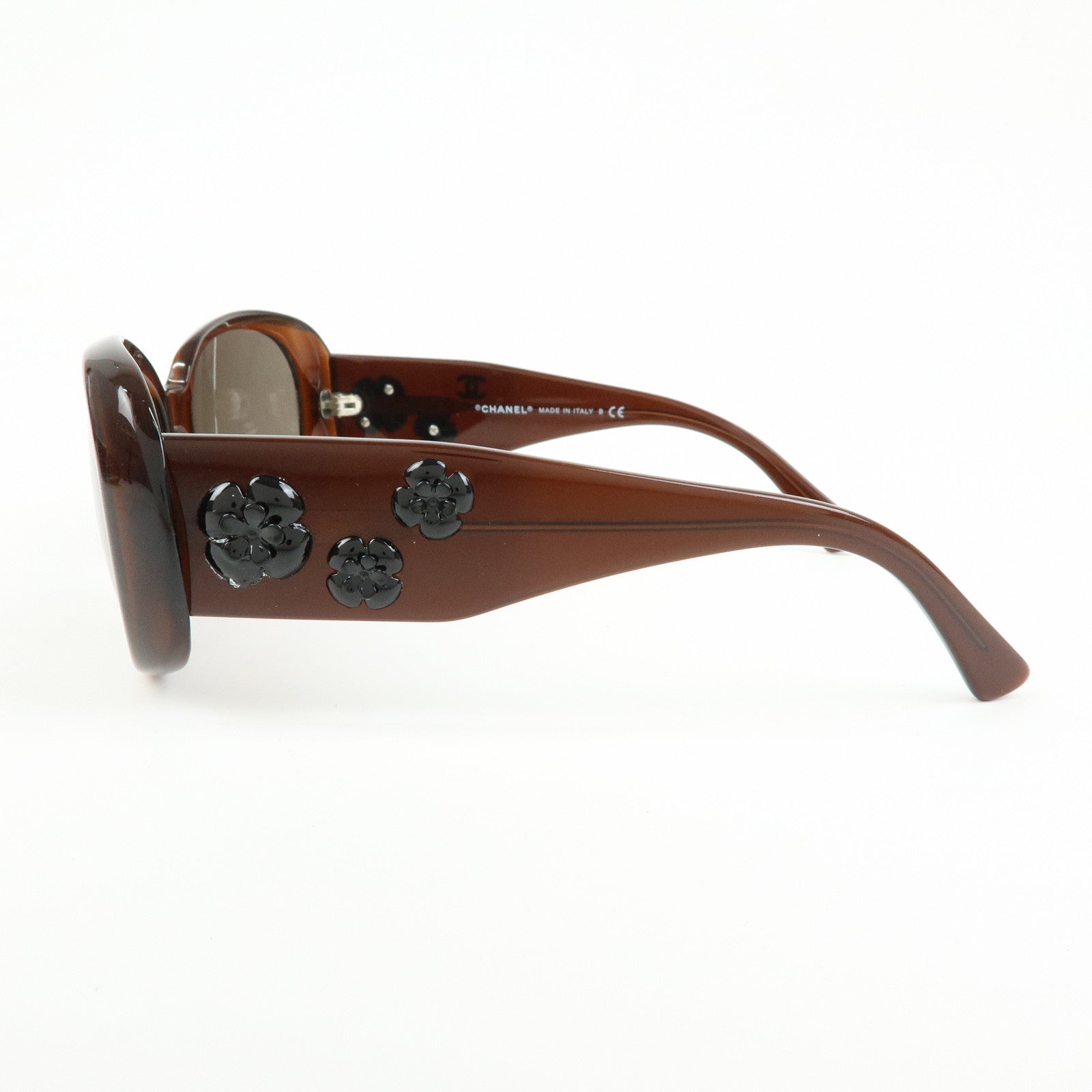 CHANEL Camellia Plastic Sunglasses Brown 5113-A56□16