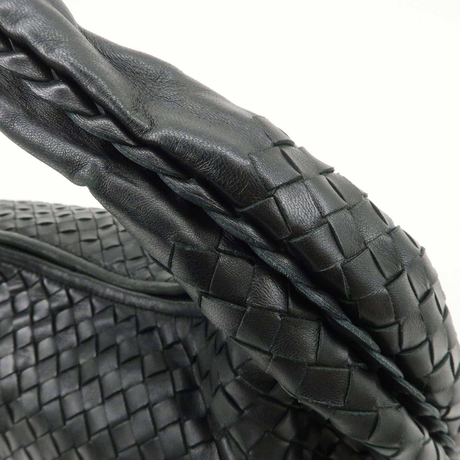 BOTTEGA VENETA Intrecciato Hobo Leather Shoulder Bag Black 232499