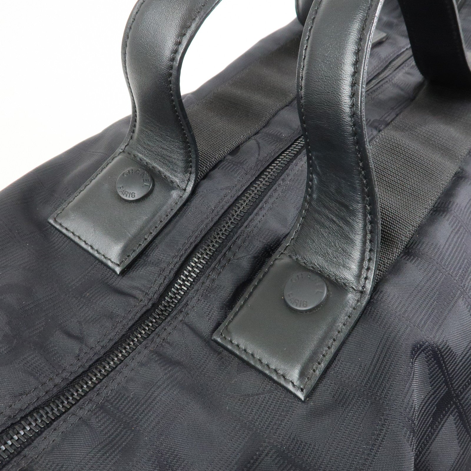 CHANEL New Travel Line Nylon Jacquard 2Way Boston Shoulder Bag