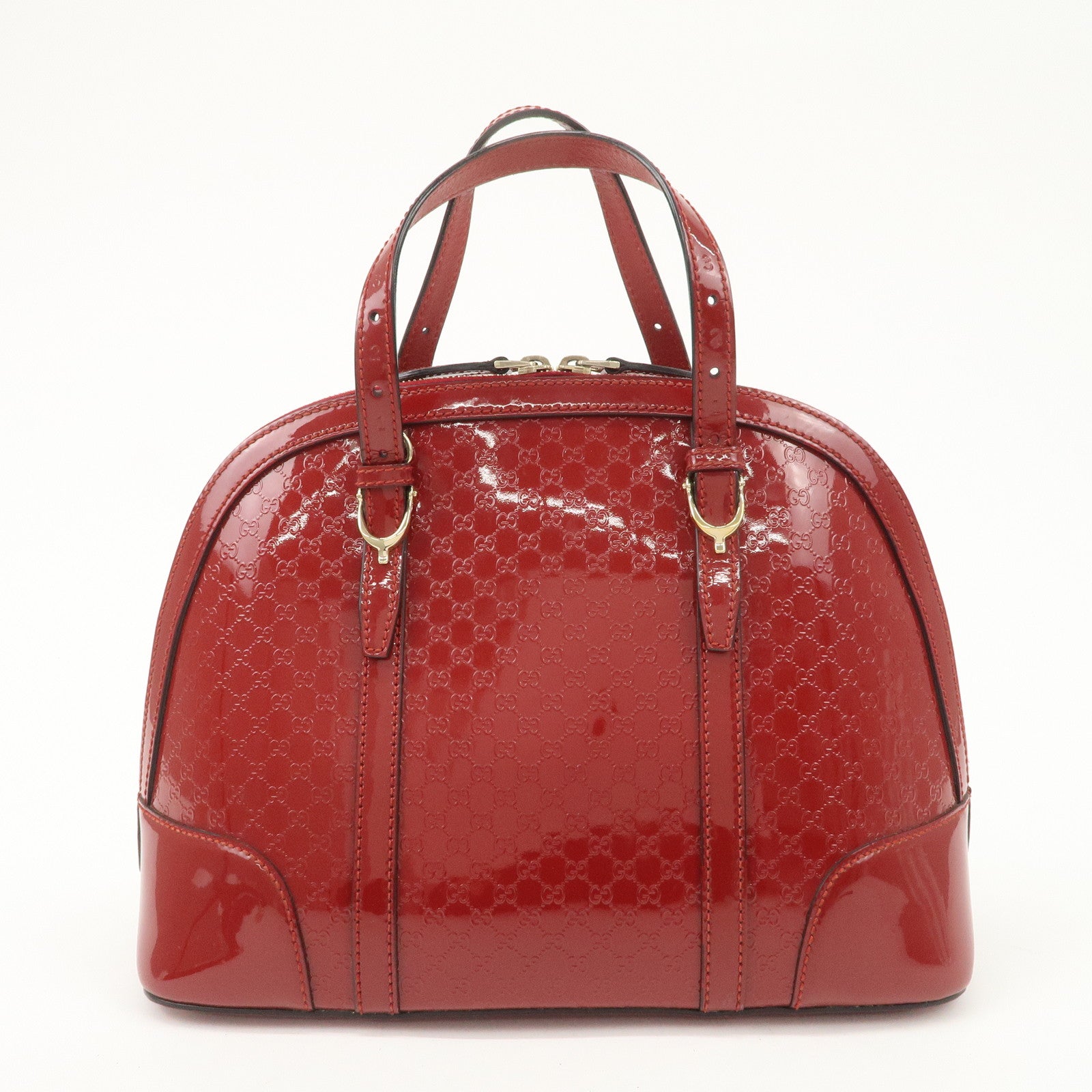 GUCCI Micro Guccissima Patent Leather 2way Hand Bag Red 309617 Used