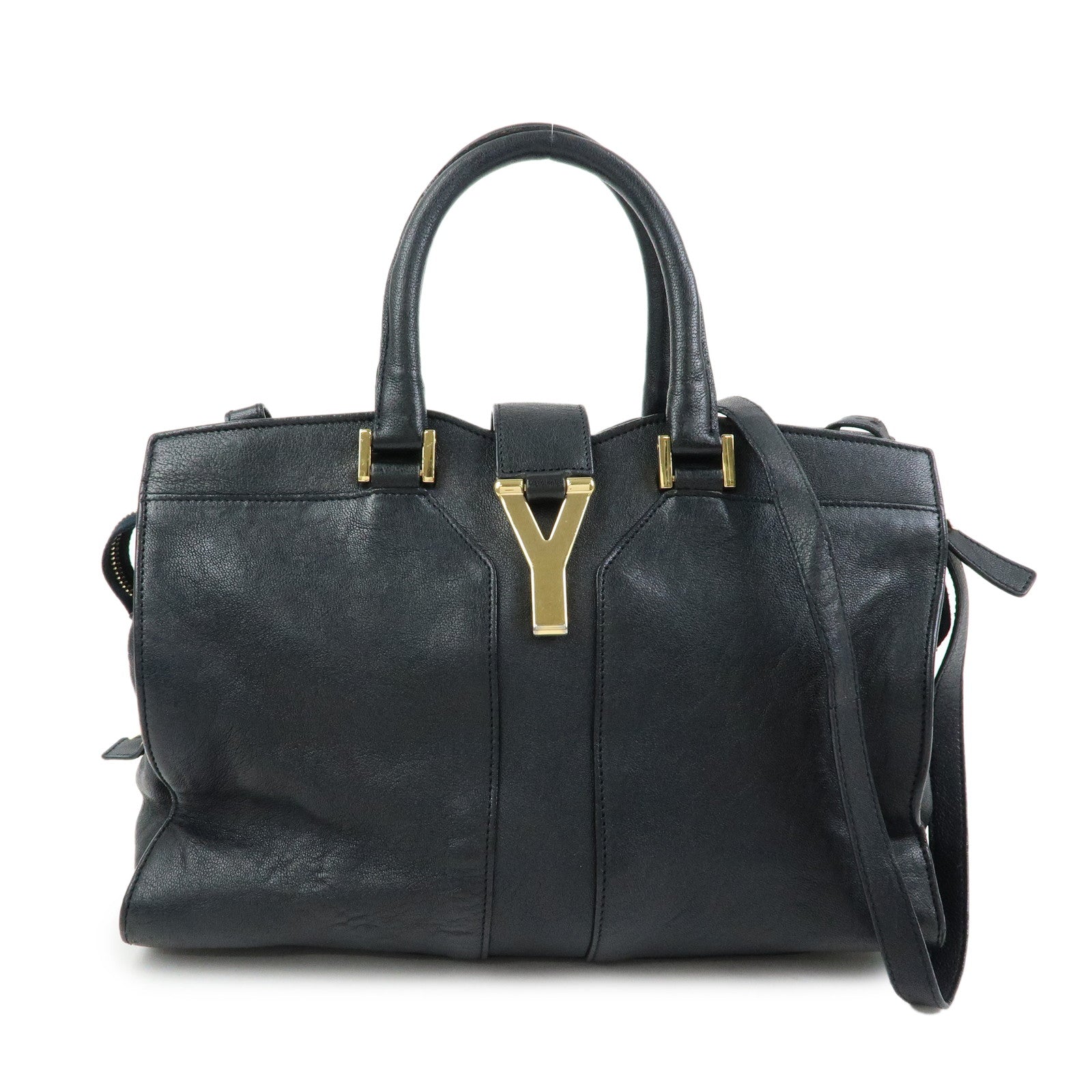 SAINT LAURENT PARIS Cabas Chyc Mini Y Line Leather 2WAY Bag 370699