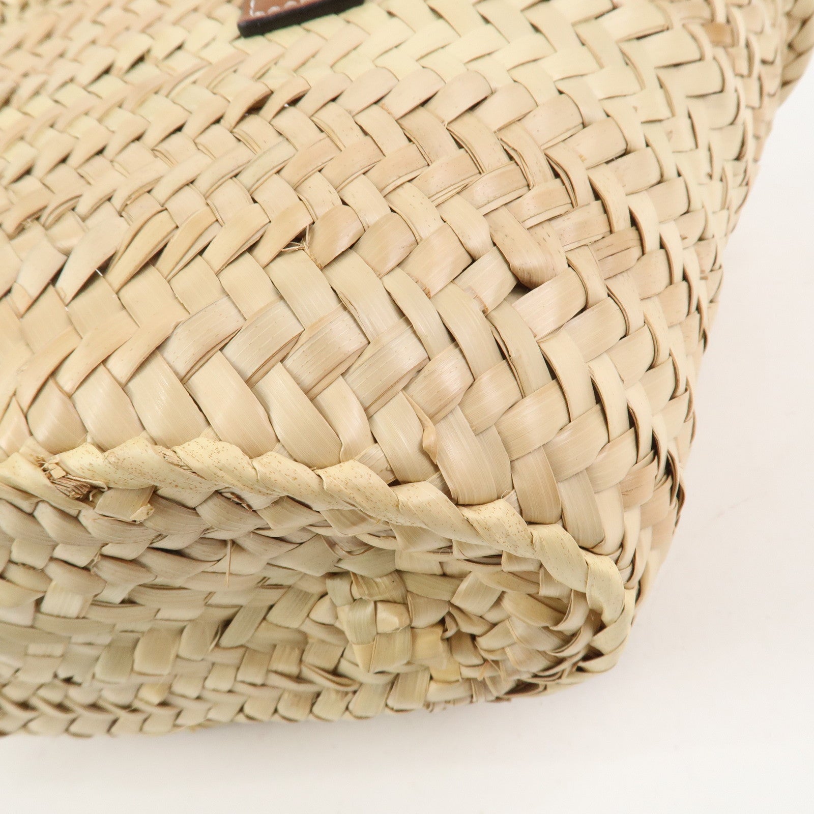 LOEWE Anagram Raffia Calf Leather Hand Bag Tote Bag Natural Tan