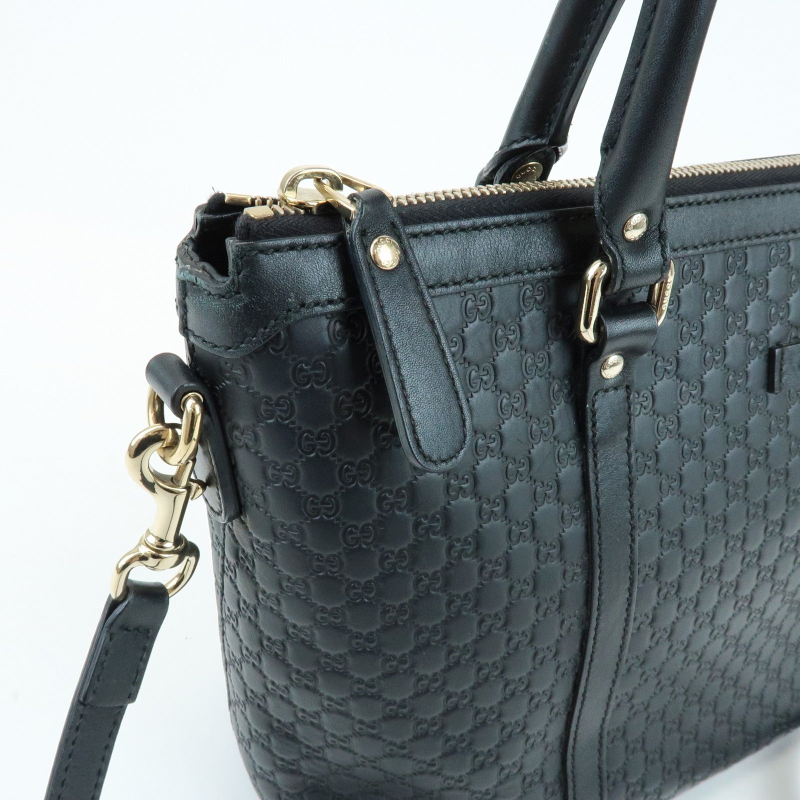 GUCCI Guccissima Leather 2Way Bag Hand Bag Tote Bag Black 449656