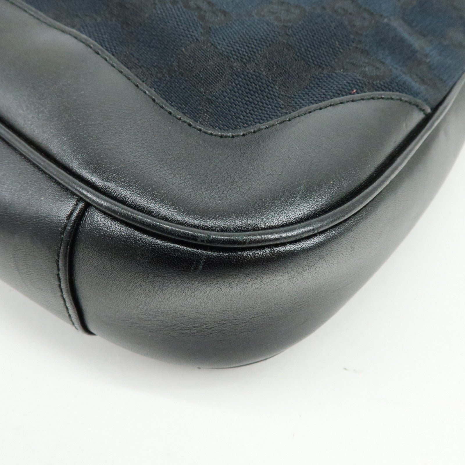 GUCCI GG Canvas Leather Shoulder Bag Black 001・4095・001553