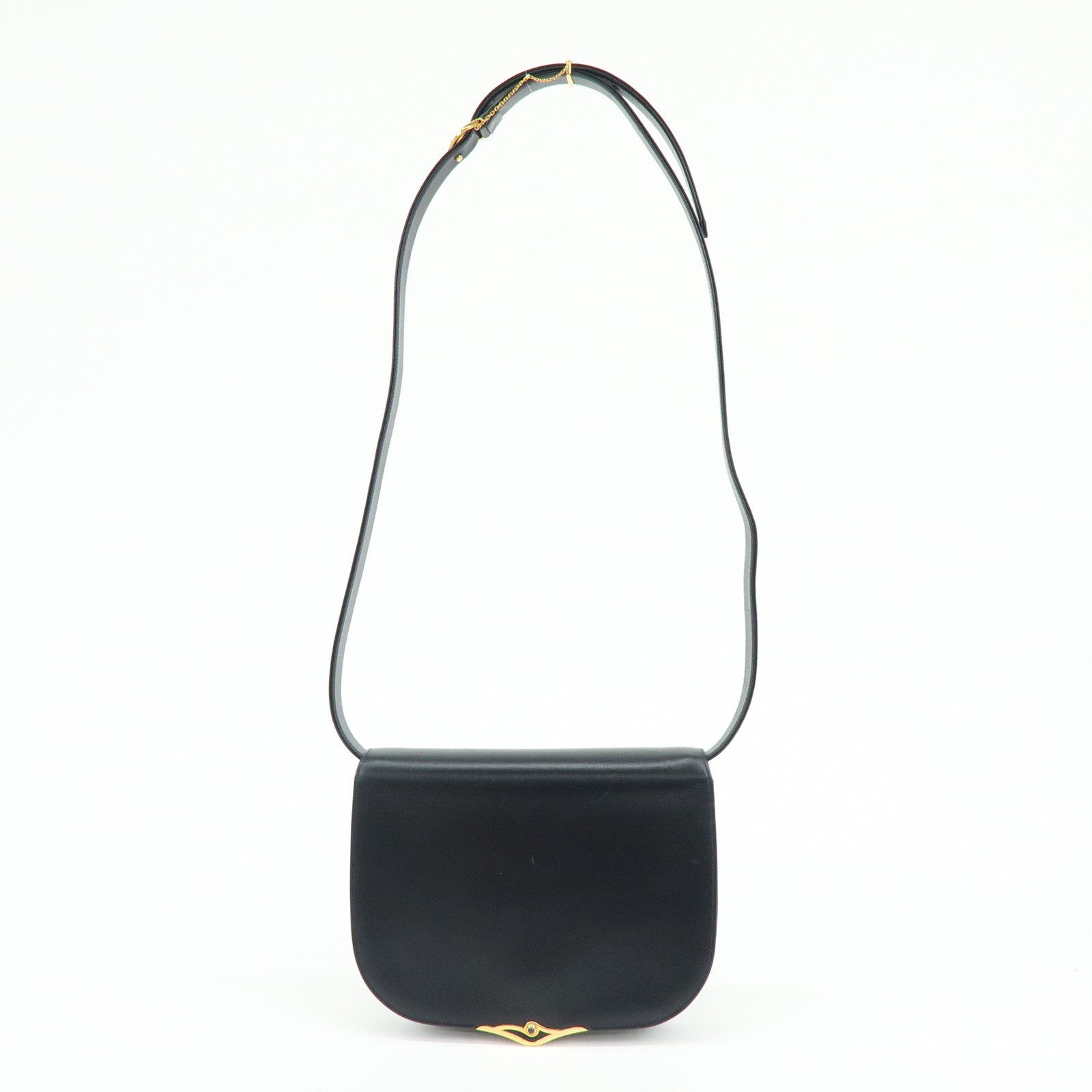 Cartier Leather Shoulder Bag Crossbody Bag Black