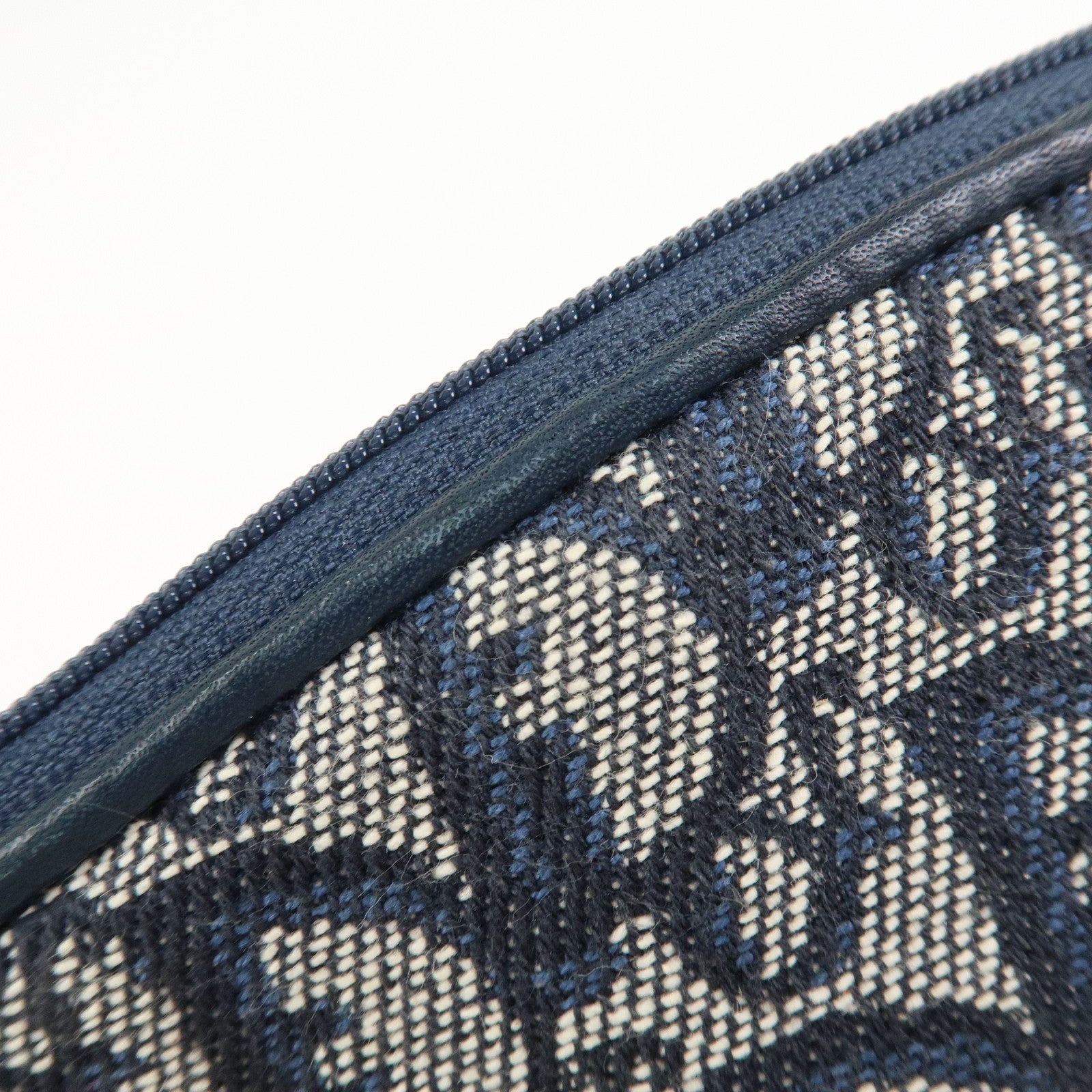 Christian Dior Trotter Canvas Leather Pouch Cosmetic Pouch Navy