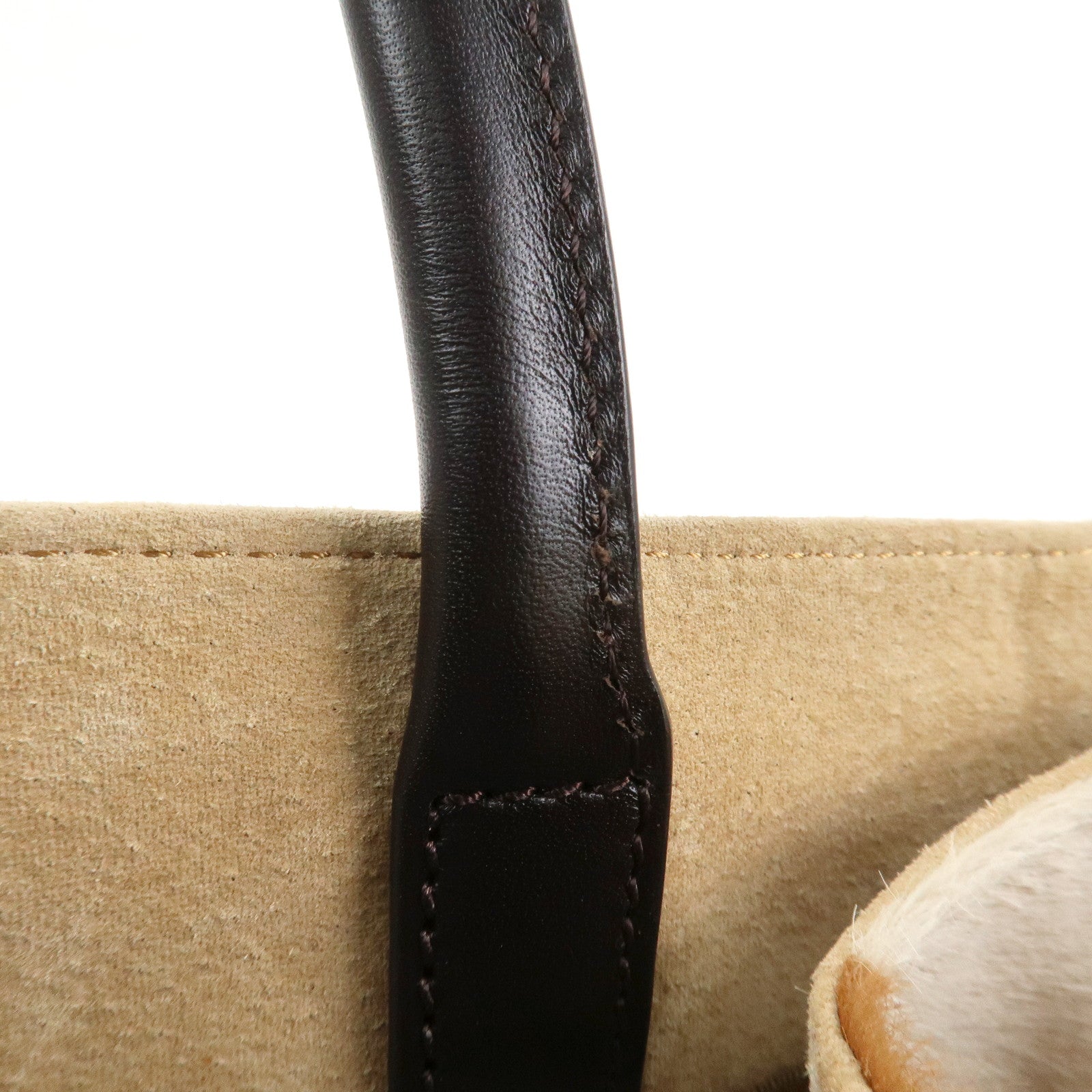 FENDI Zucca Canvas Unborn Calf Toujours Cow Print Tote Bag 8BH251